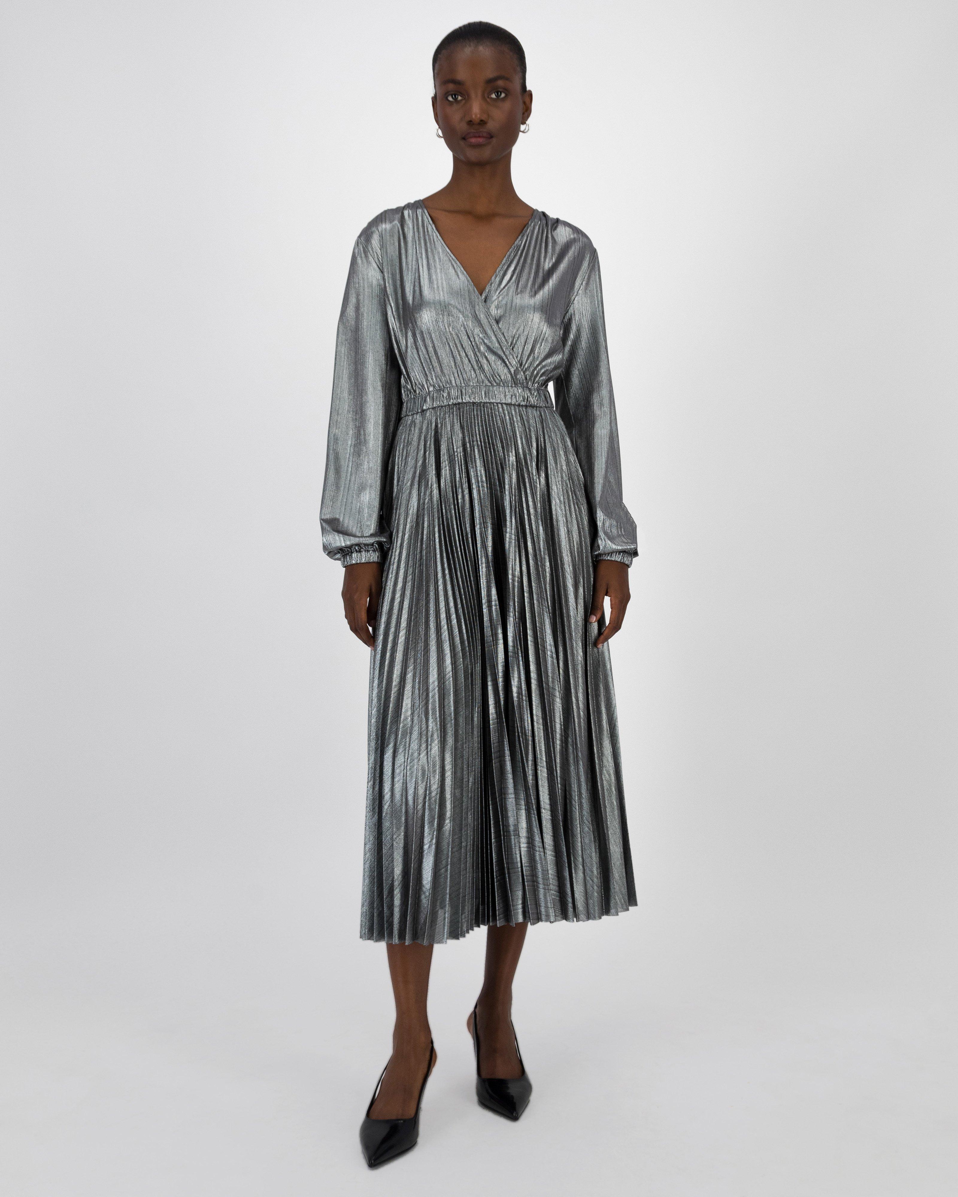 Adele Pleated Dress -  Grey