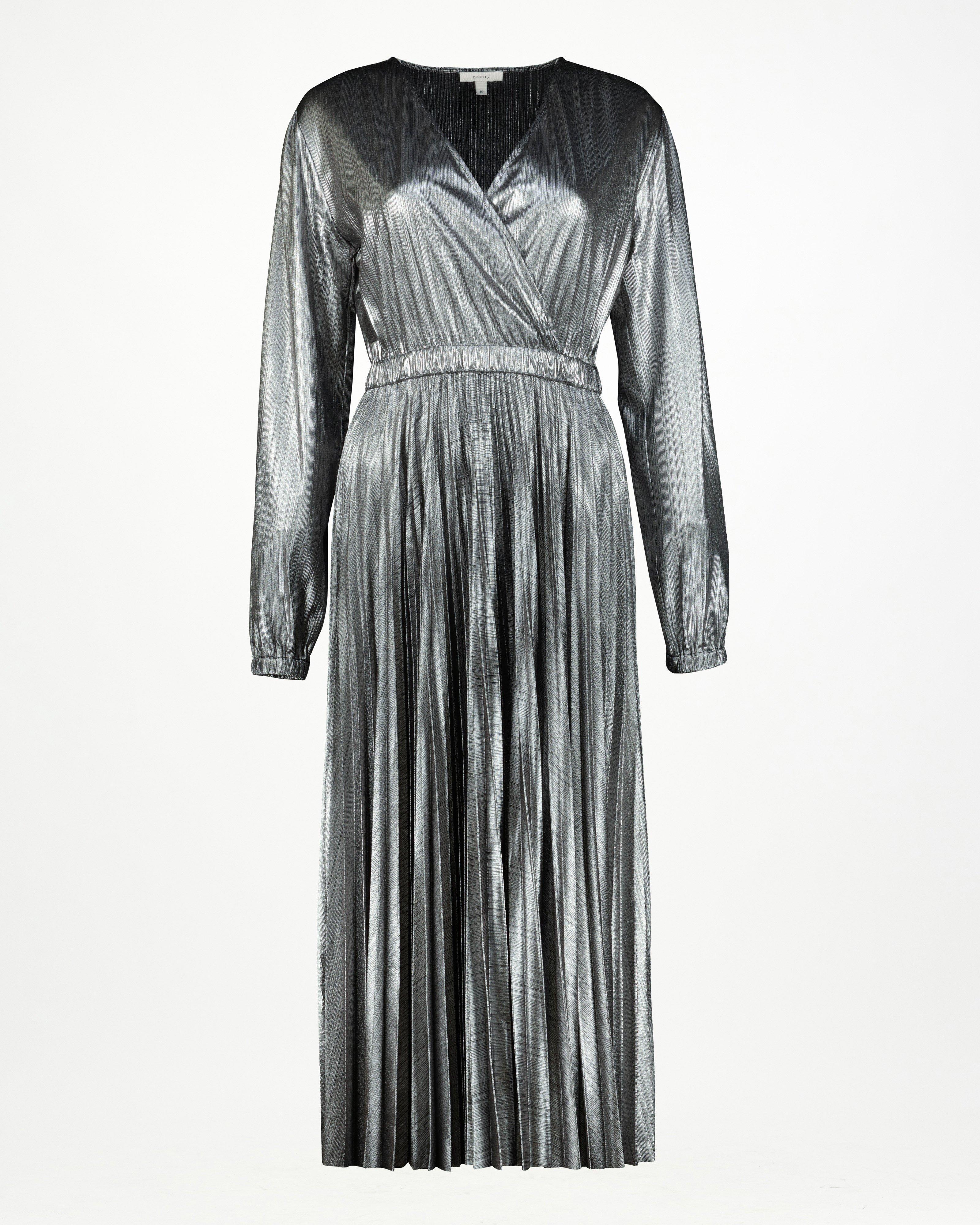 Adele Pleated Dress -  Grey