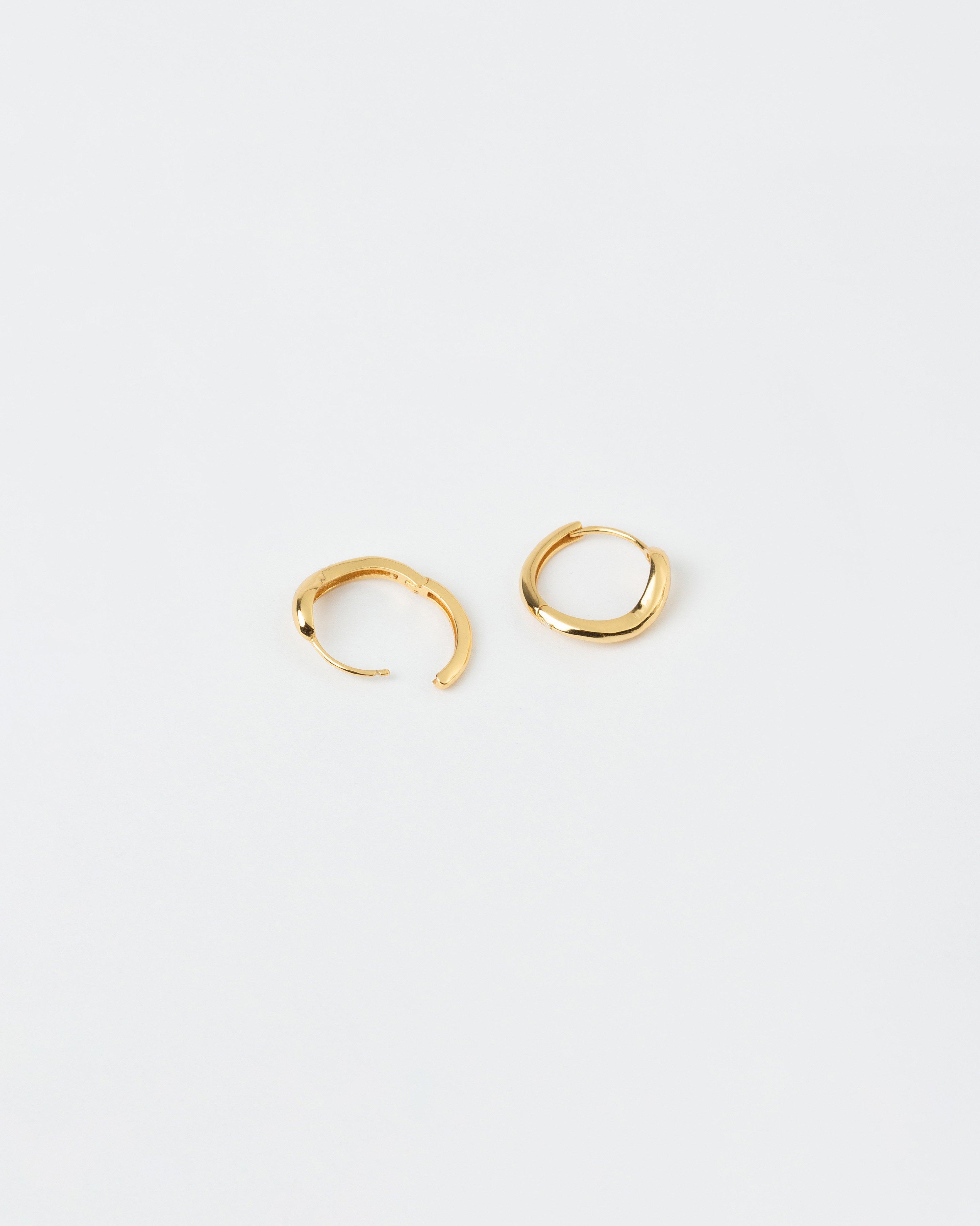 Sterling Silver Curved Scoop Hoop Earrings -  Gold