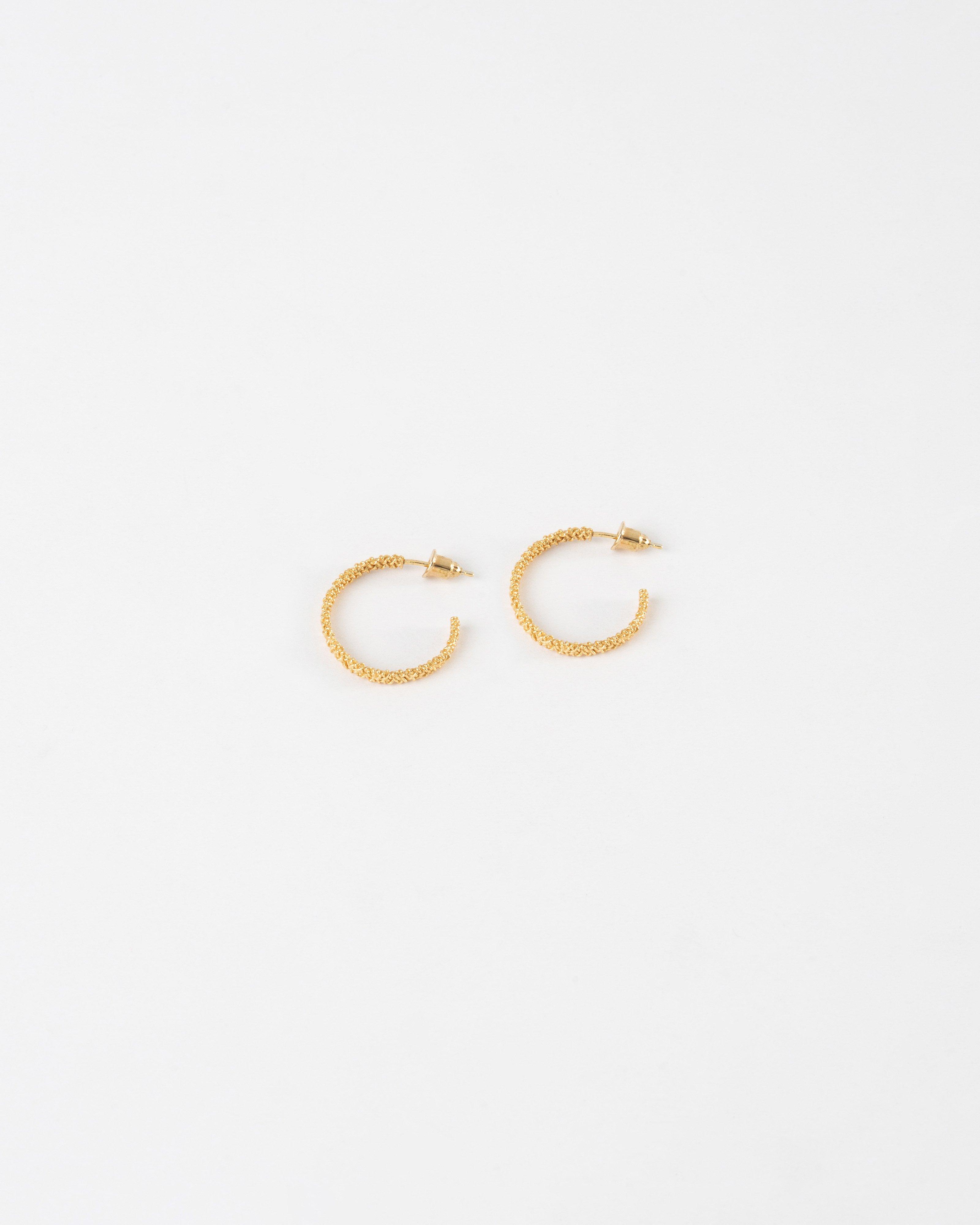 Sterling Silver Encrusted Hoop Earrings -  Gold