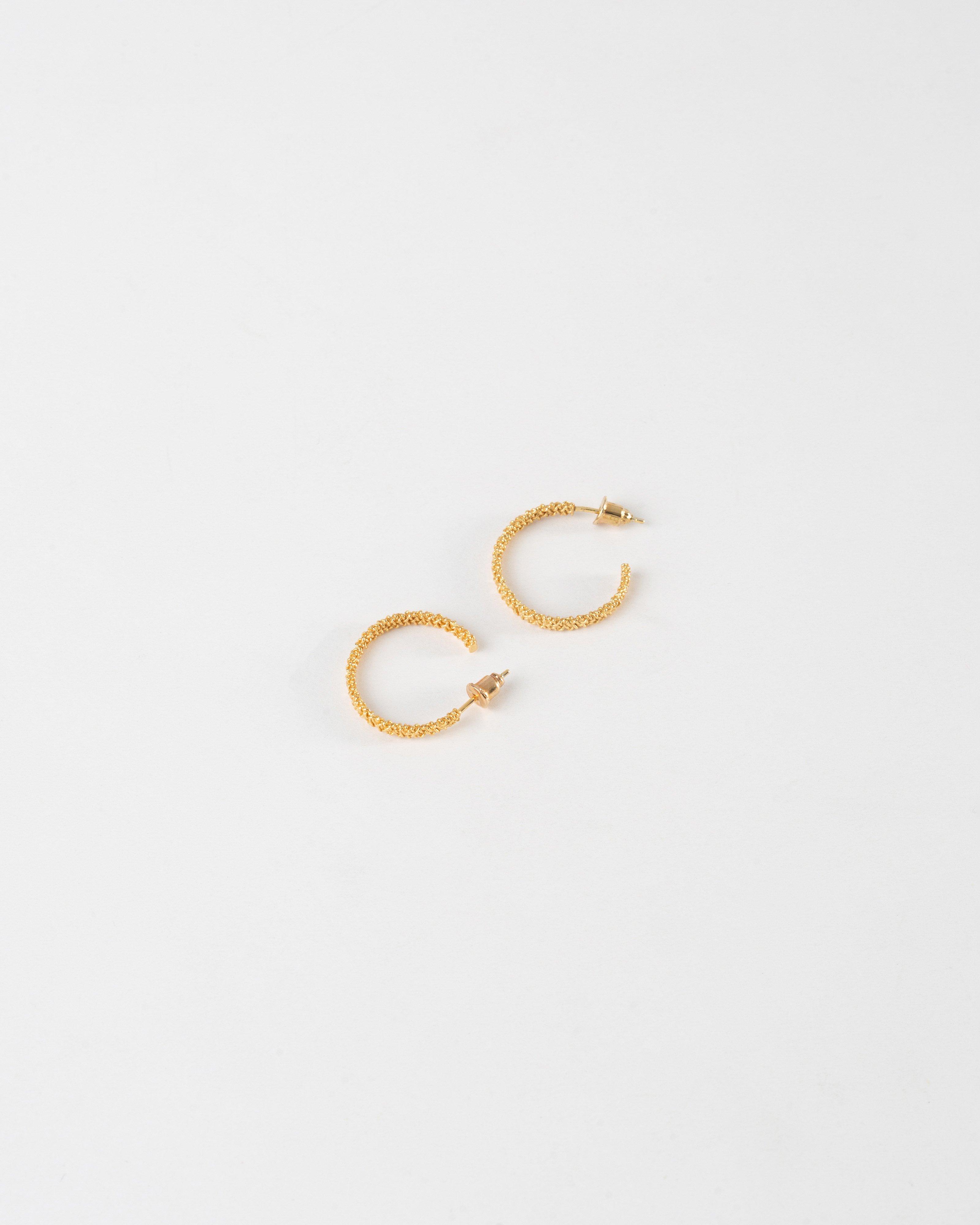 Sterling Silver Encrusted Hoop Earrings -  Gold