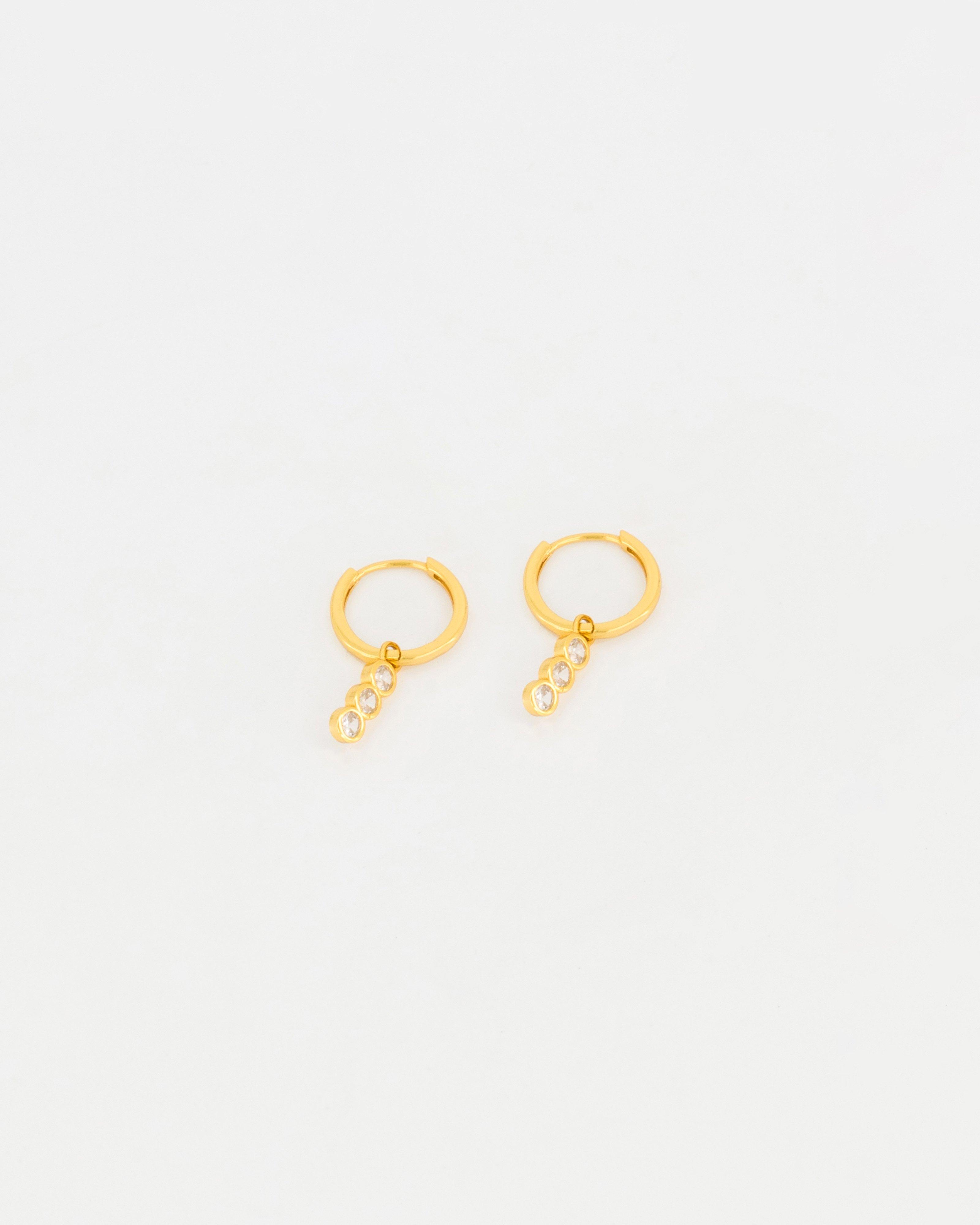 Sterling Silver Three Tier Hoop Earrings -  Gold