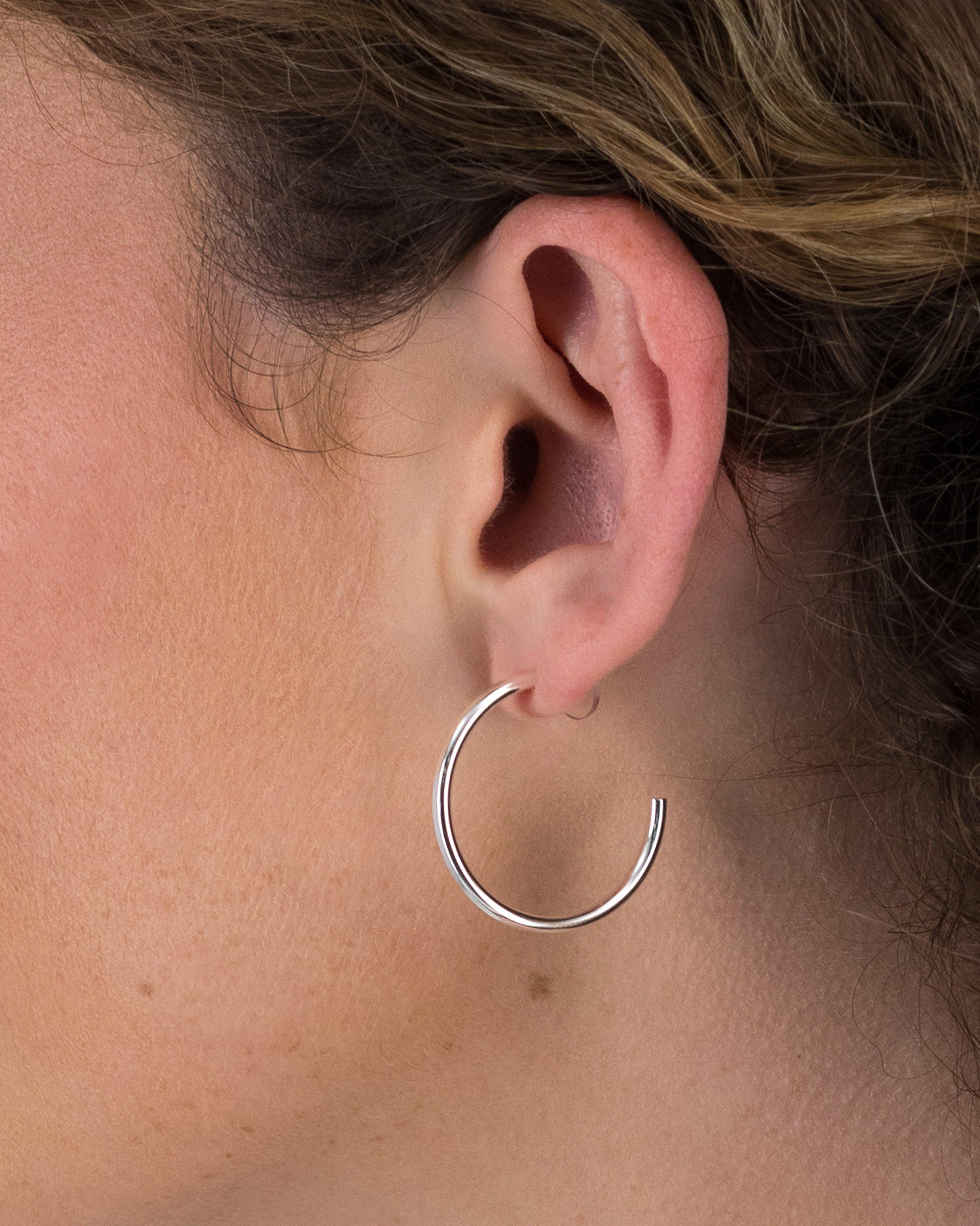 Sterling Silver Scoop Hoop Earrings -  Silver