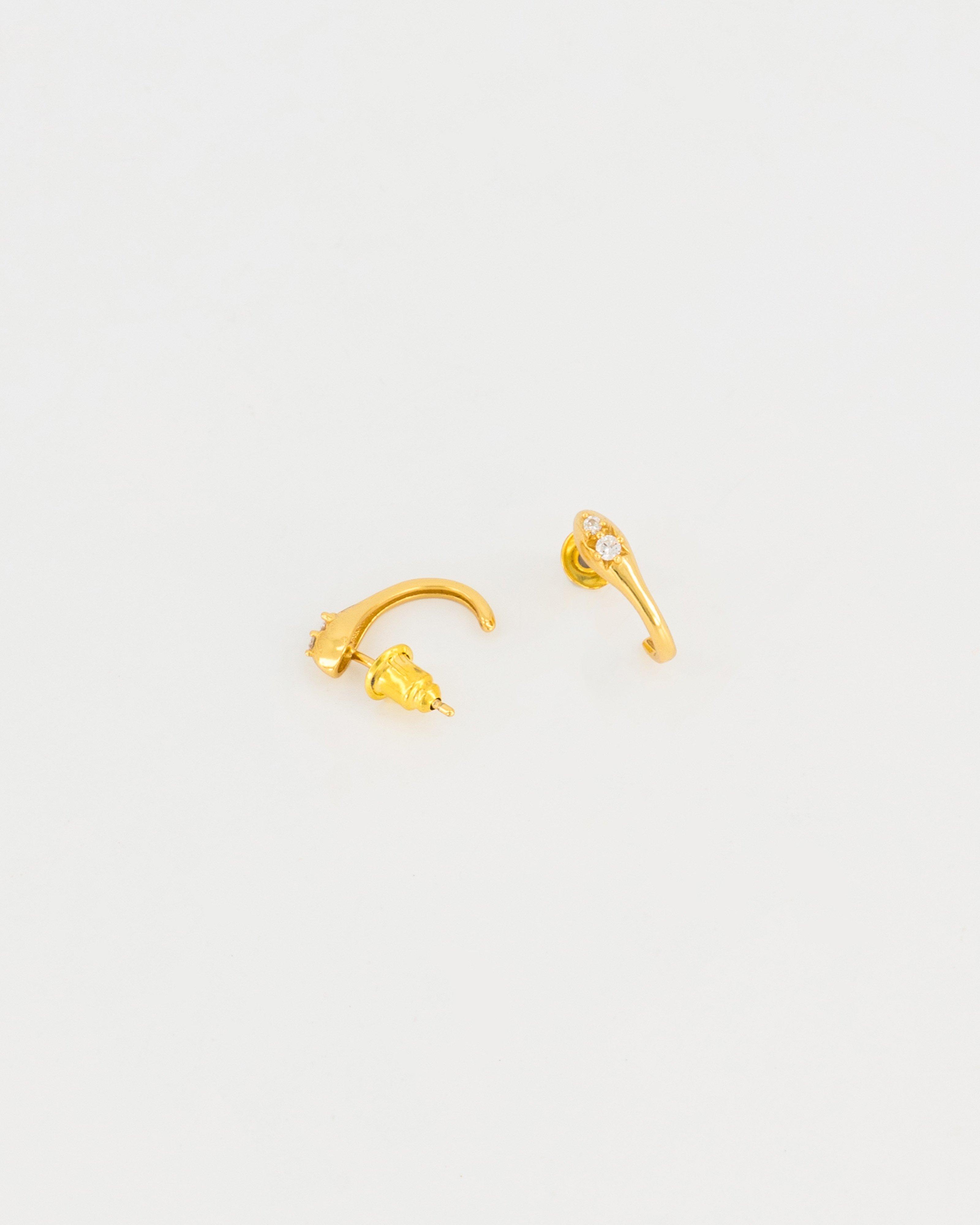 Sterling Silver Stone Snake Hoop Earrings -  Gold