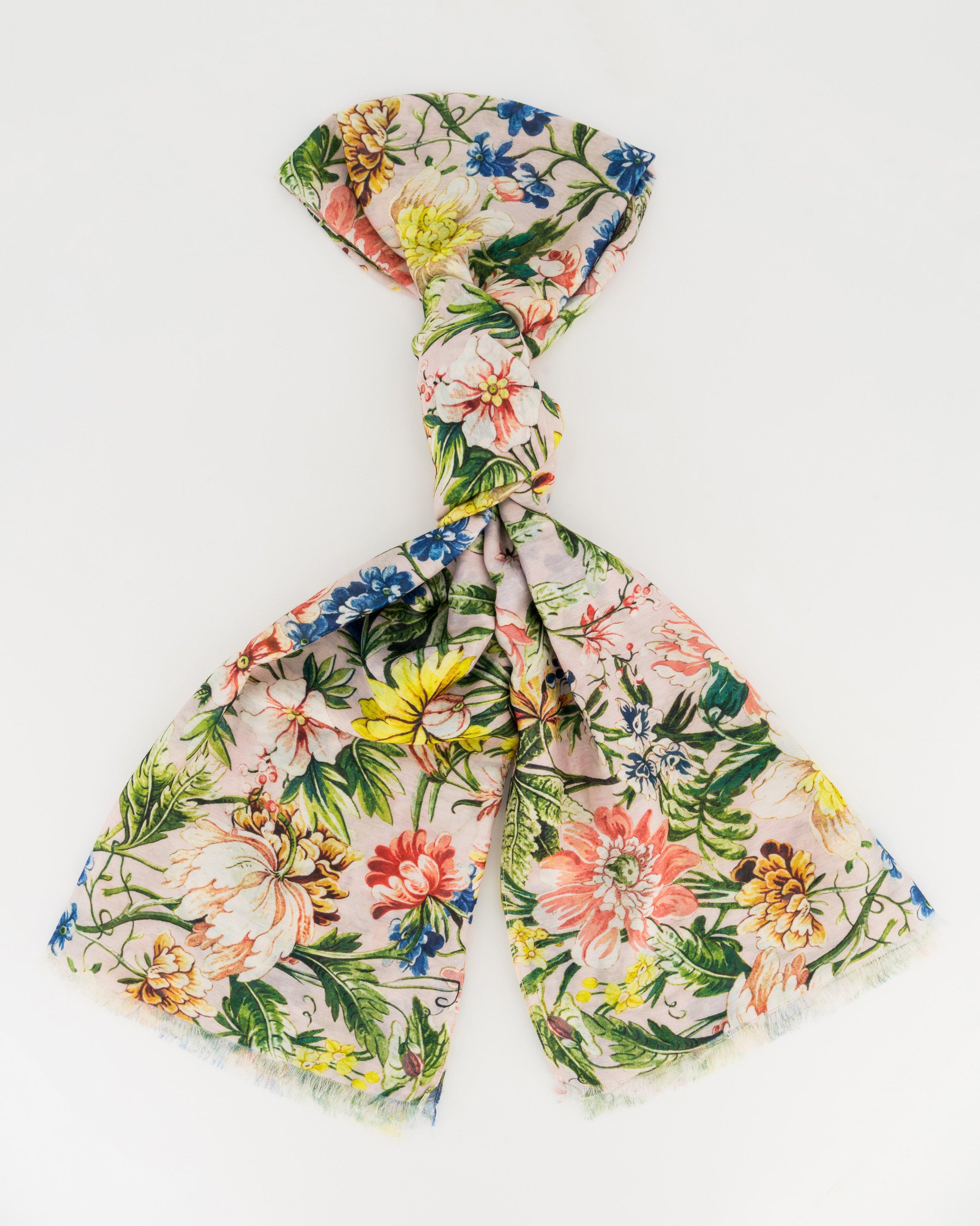 Bianca Flower Printed Scarf -  Pink