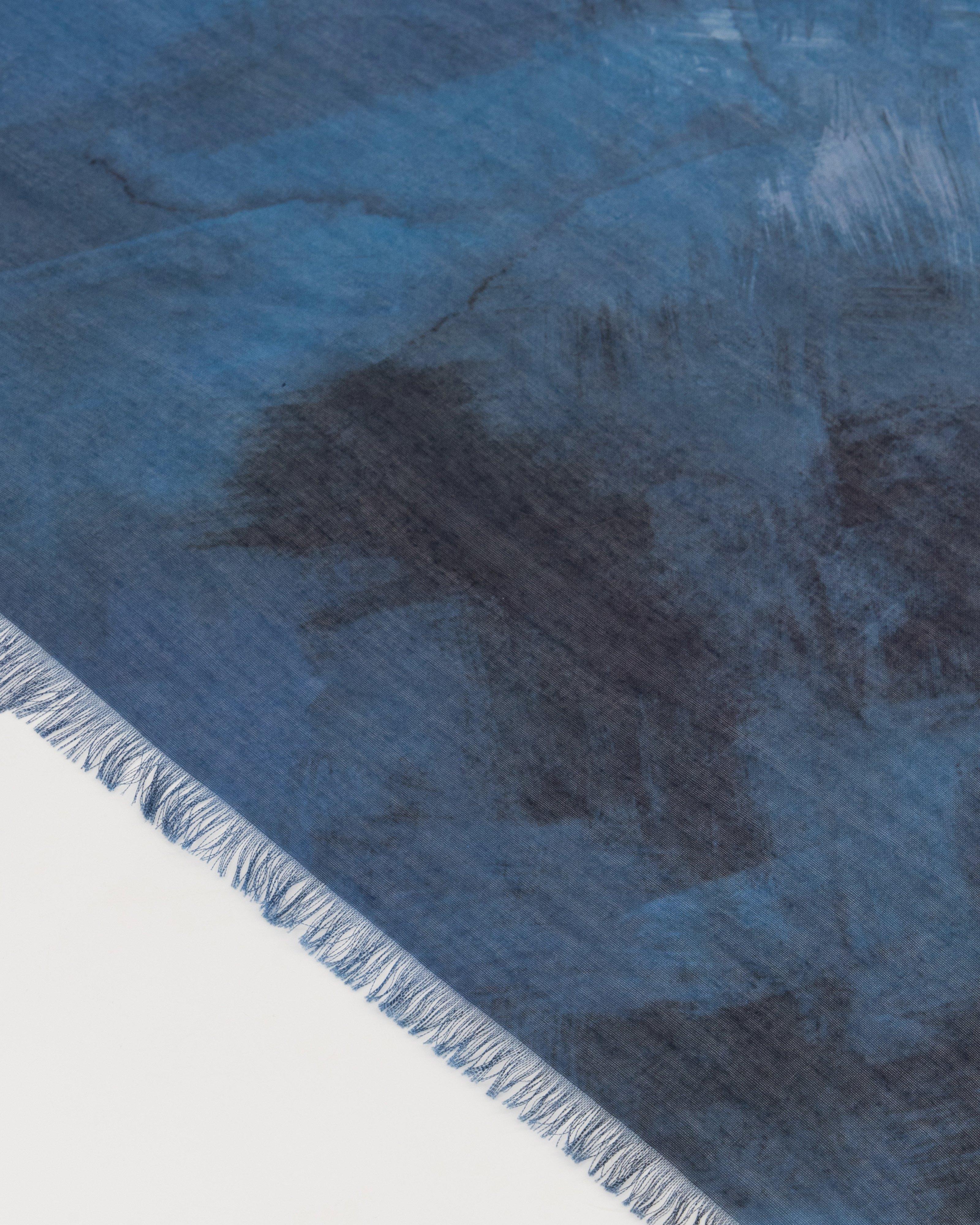 Olena Brushstroke Printed Scarf -  Blue