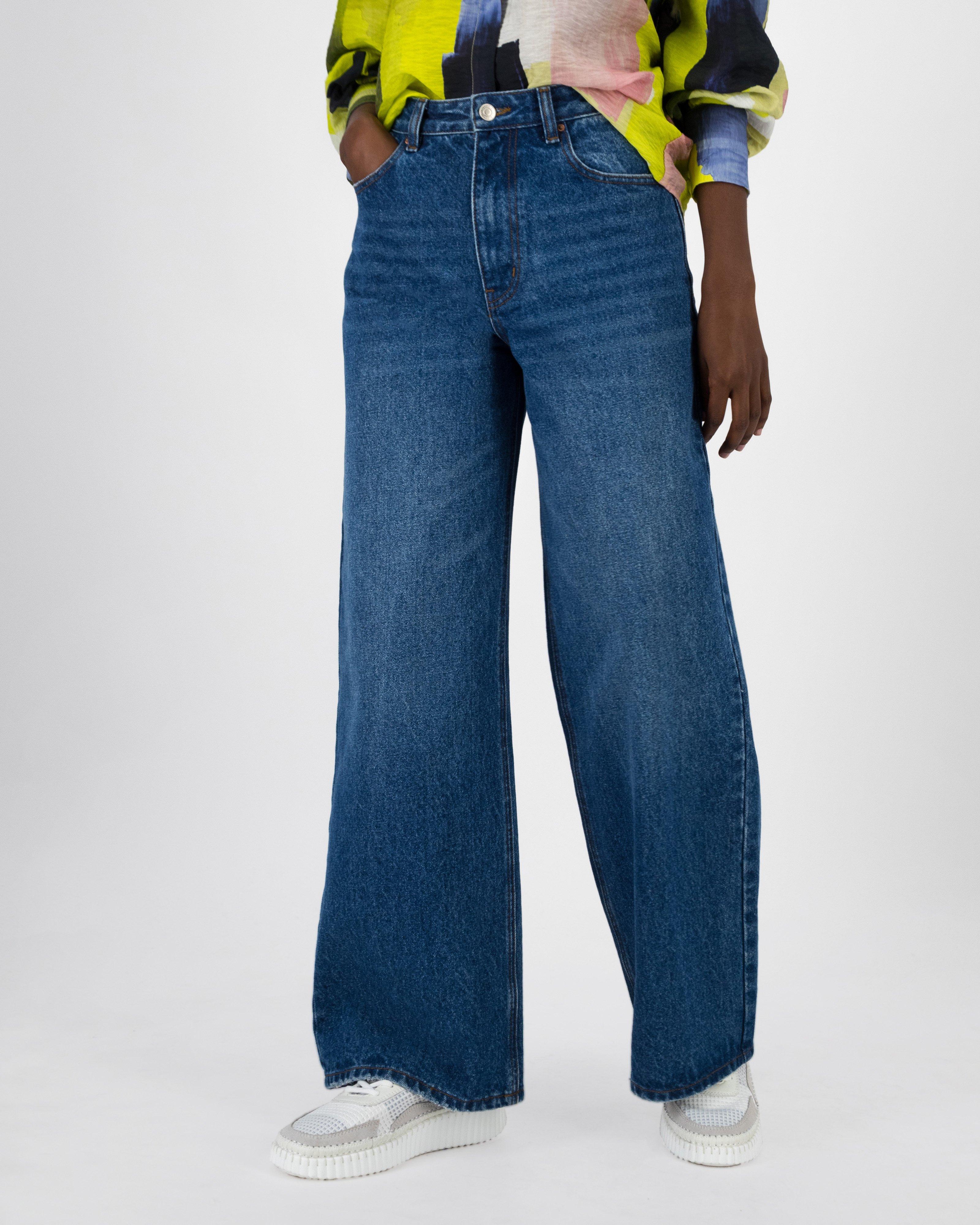 Blake Mid-Rise Wide-Leg Denim -  Blue