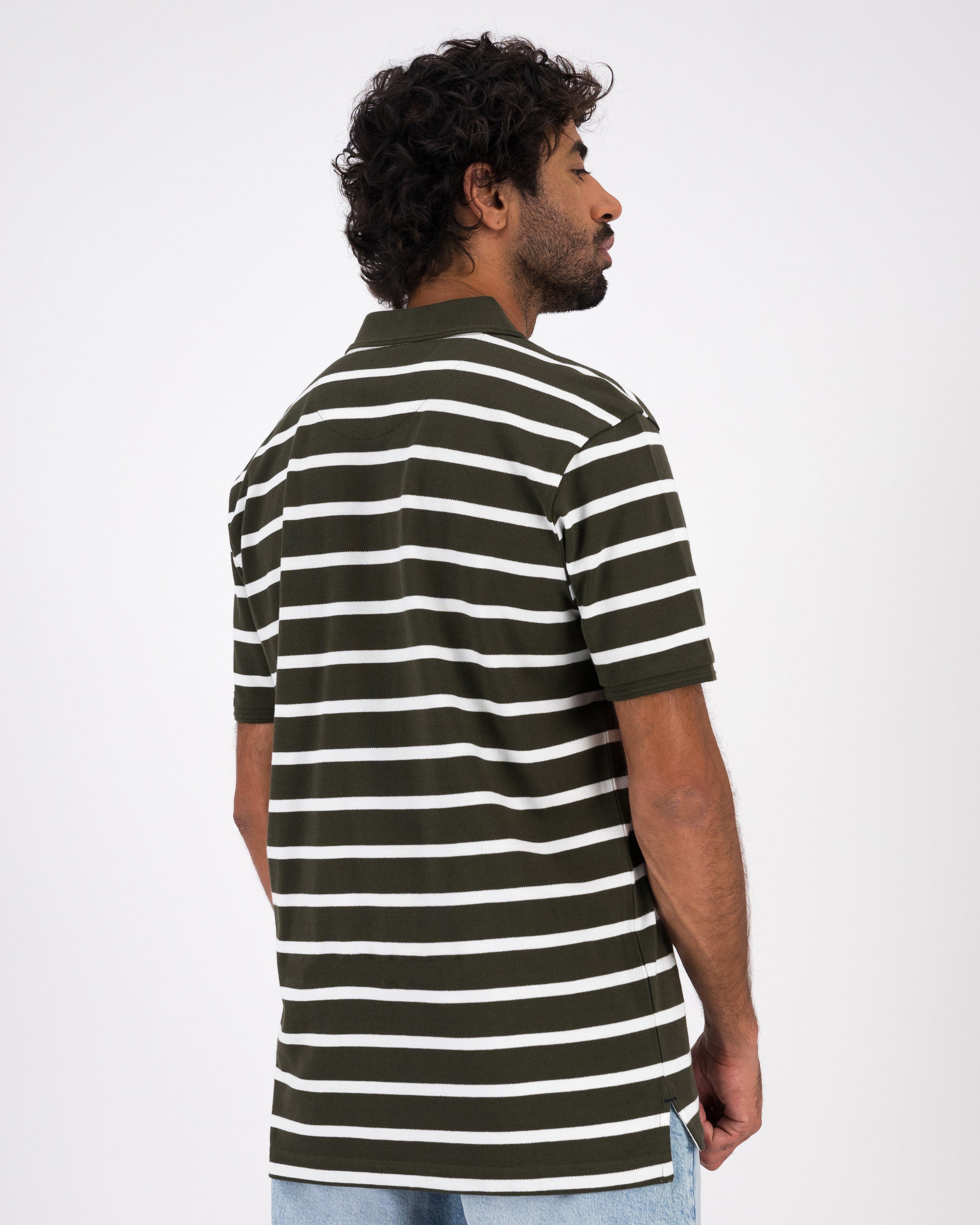 Men’s Freddy Yarn Dye Stripe Polo Shirt  -  Fatigue