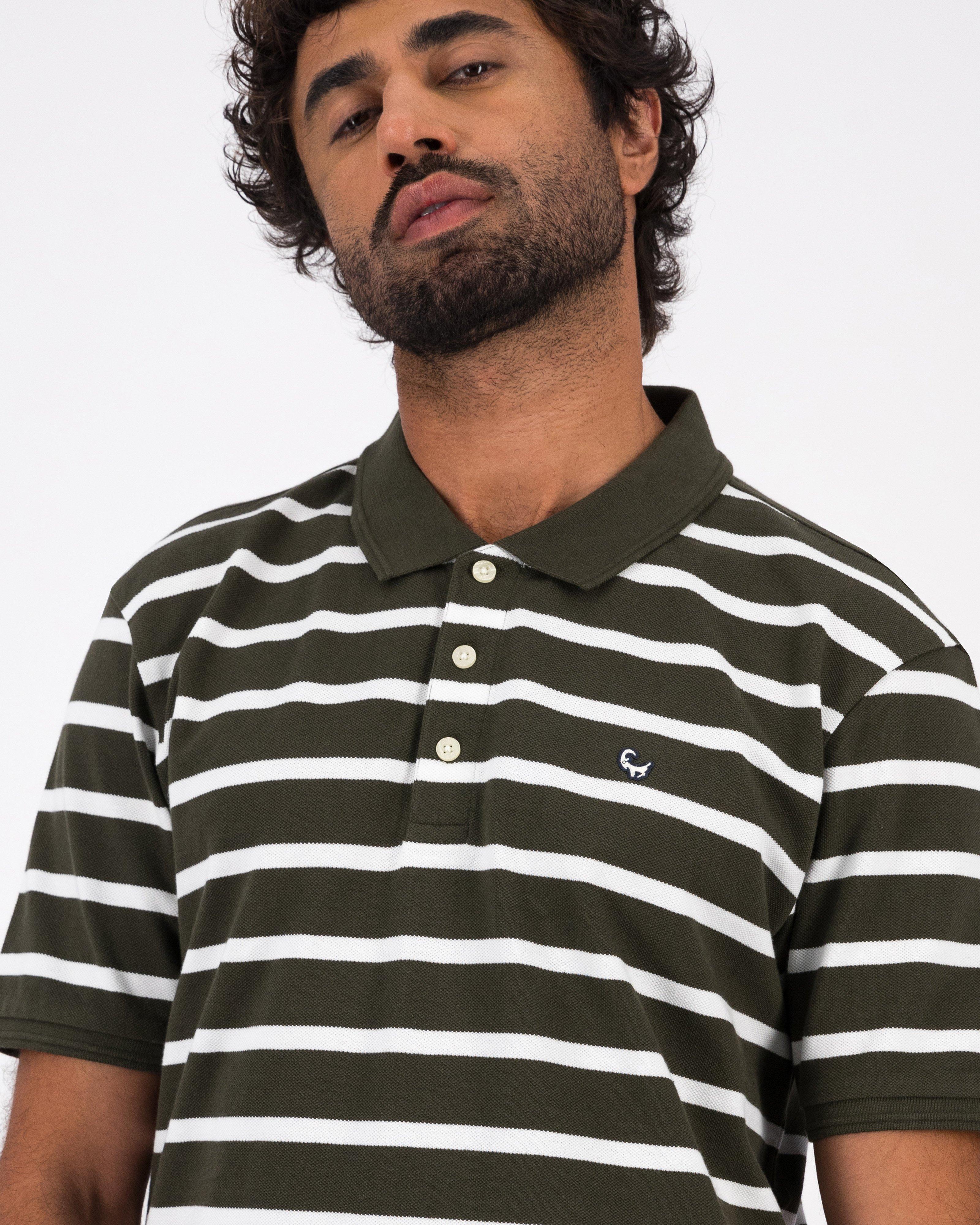 Men’s Freddy Yarn Dye Stripe Polo Shirt  -  Fatigue