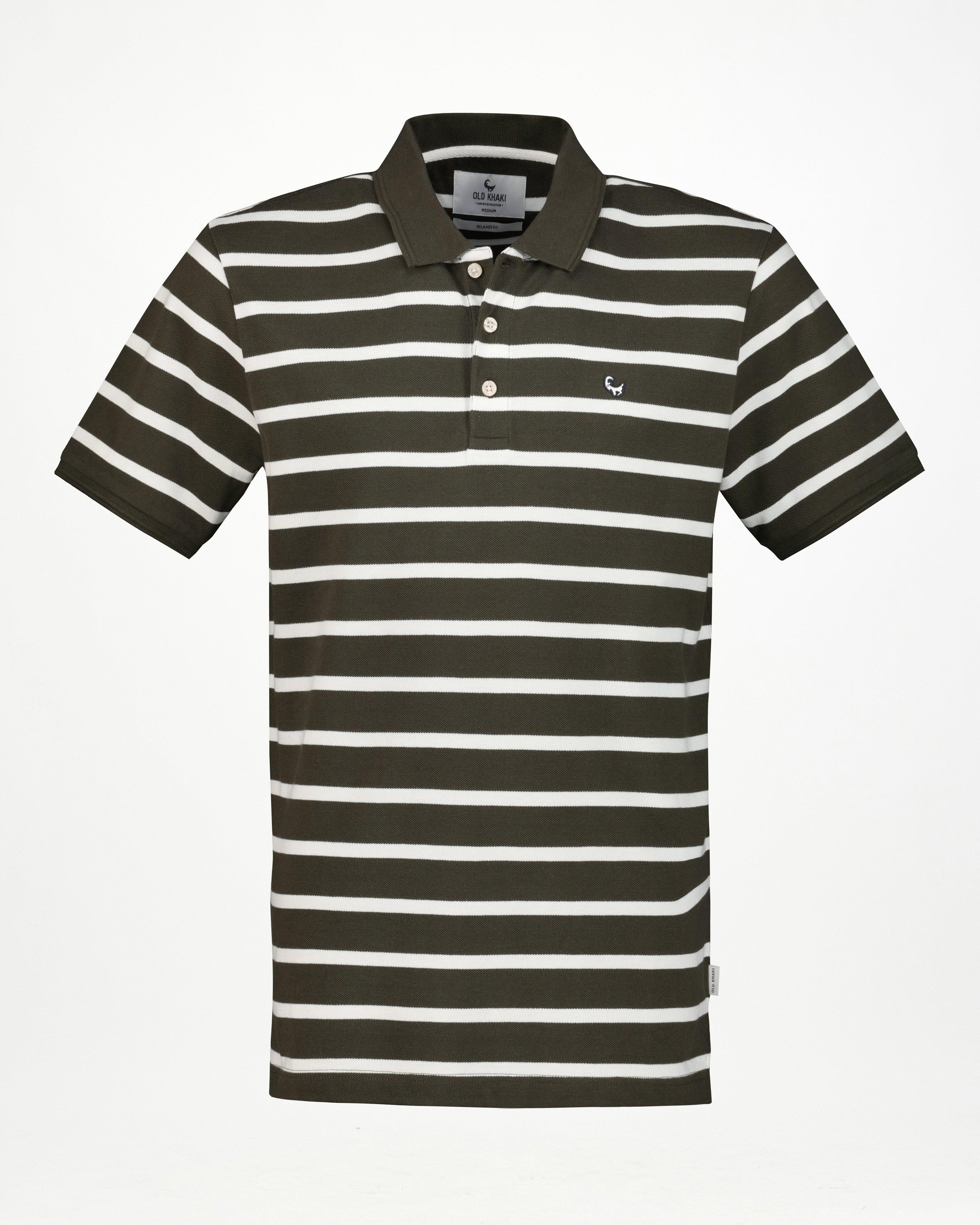 Men’s Freddy Yarn Dye Stripe Polo Shirt  -  Fatigue