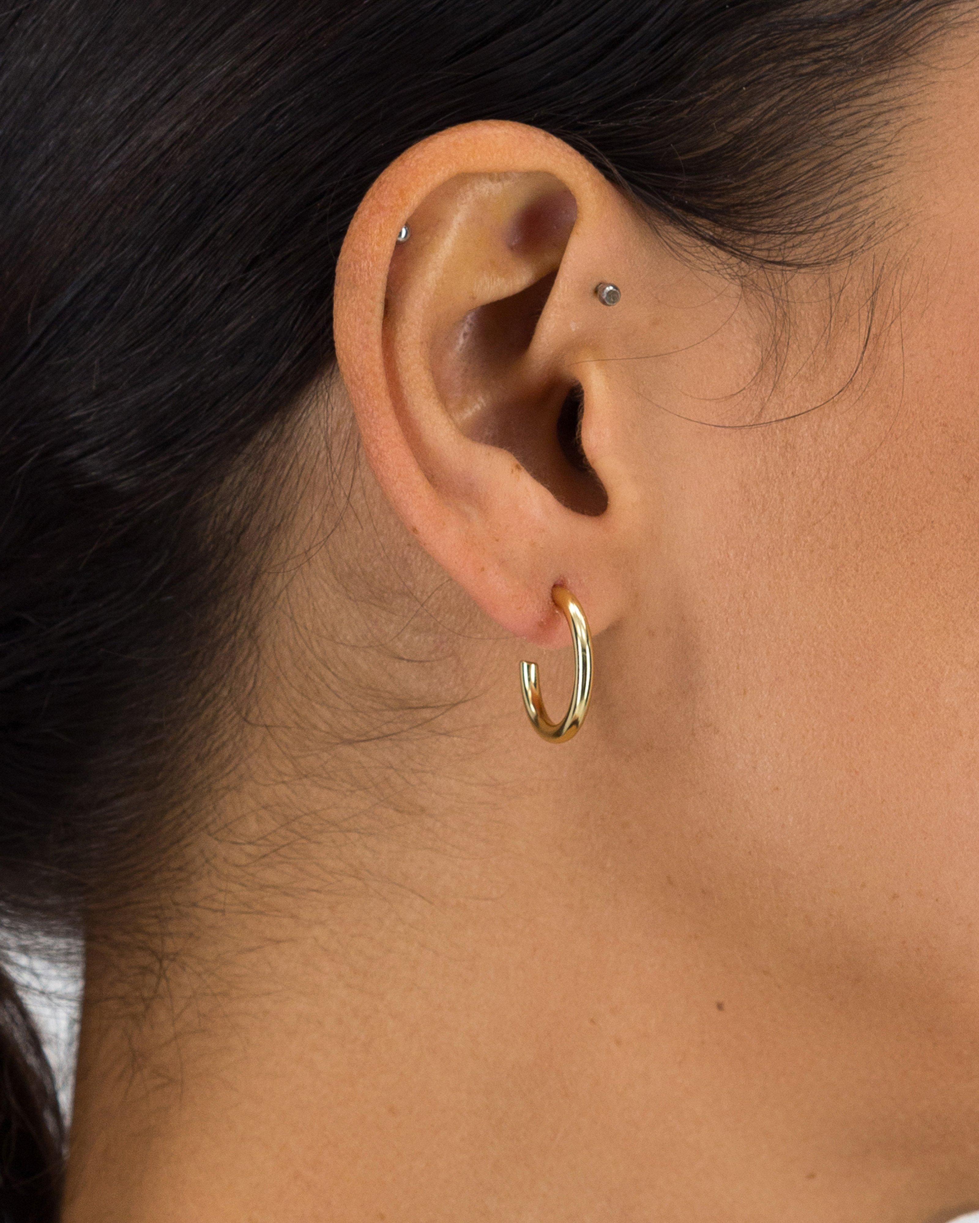 Sterling Silver Basic Hoop Earrings -  Gold