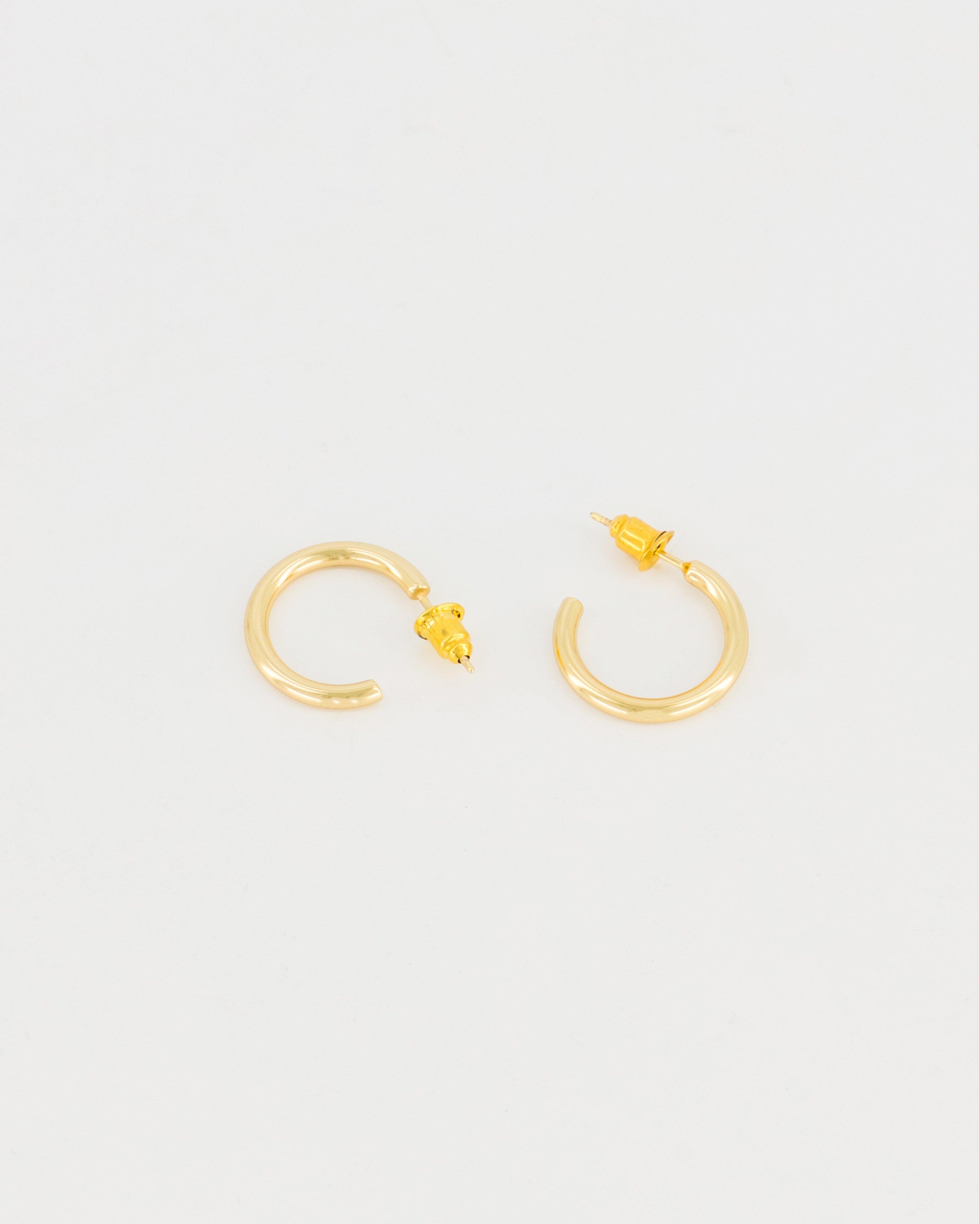 Sterling Silver Basic Hoop Earrings -  Gold