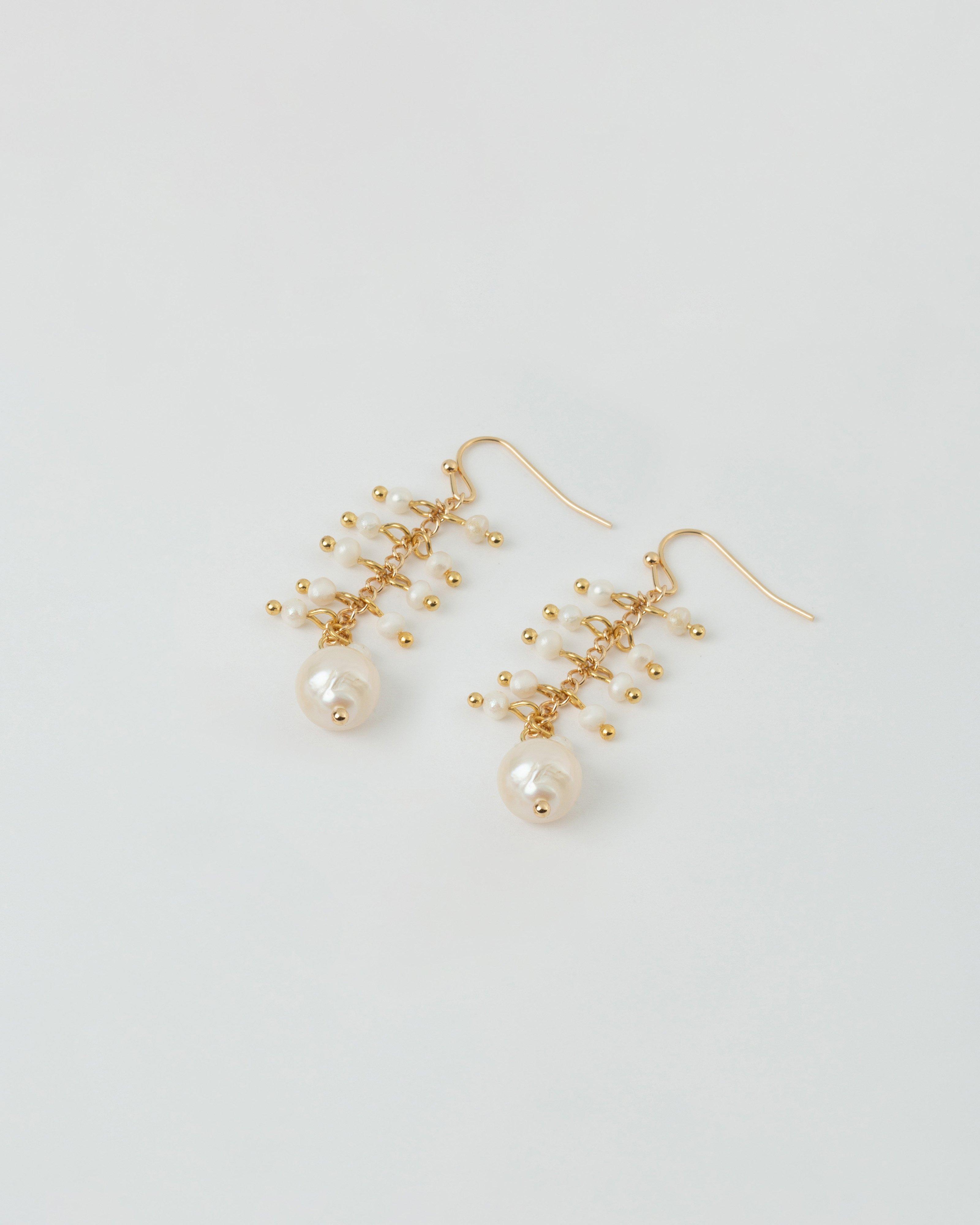 Sterling Silver Dangly Freshwater Pearl Drop Earrings -  Milk