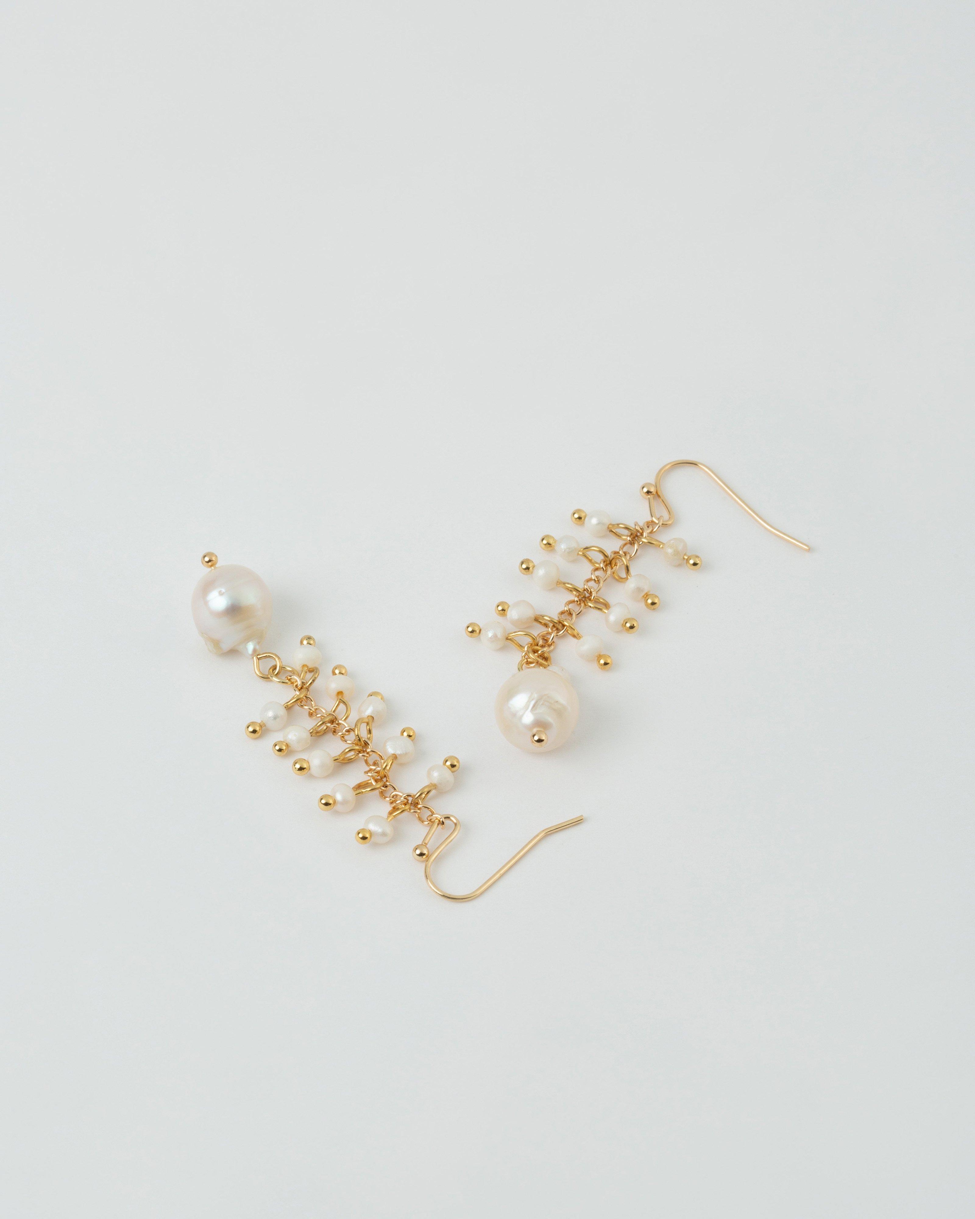 Sterling Silver Dangly Freshwater Pearl Drop Earrings -  Milk