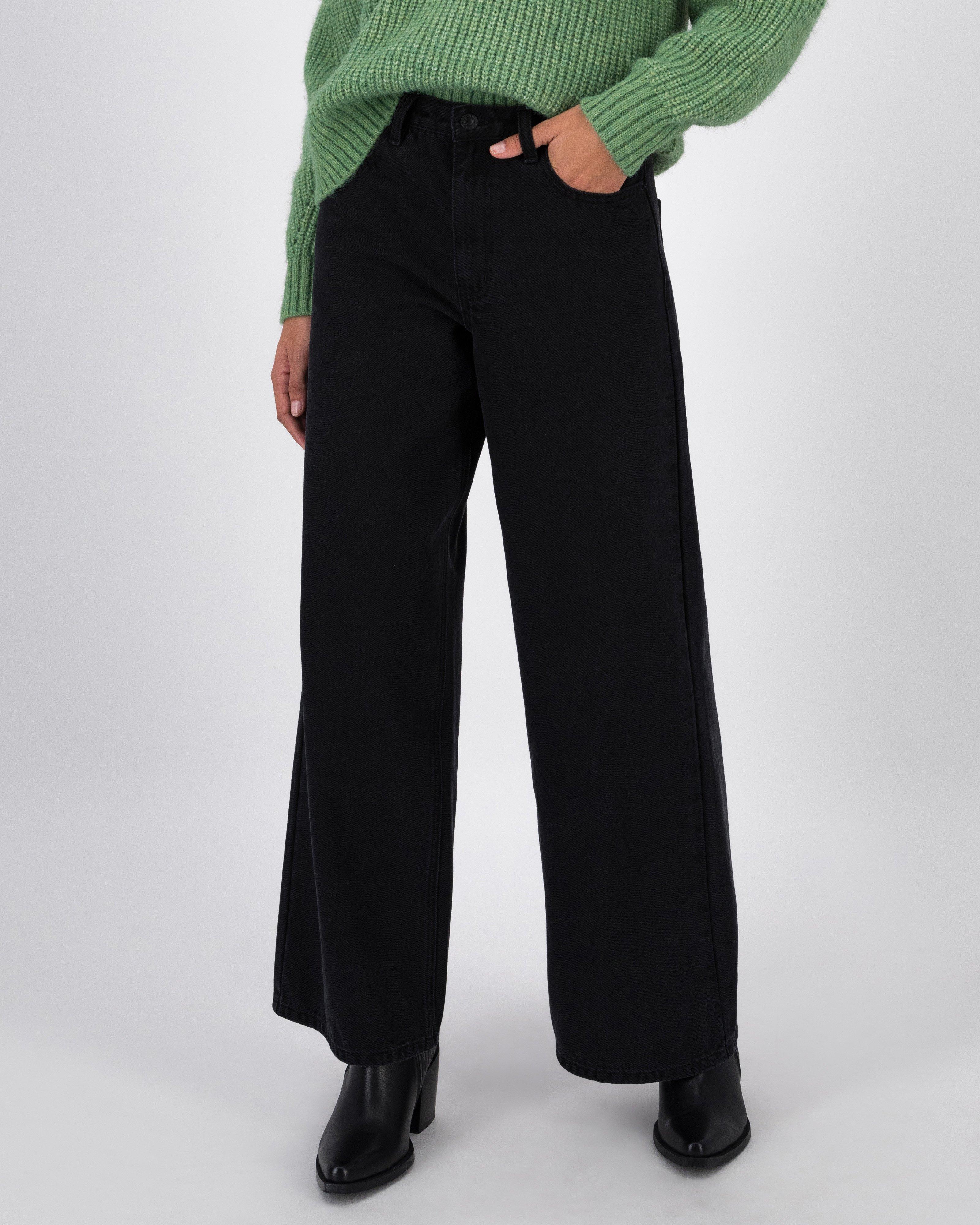Blake Mid Rise Wide Leg Denim -  Black