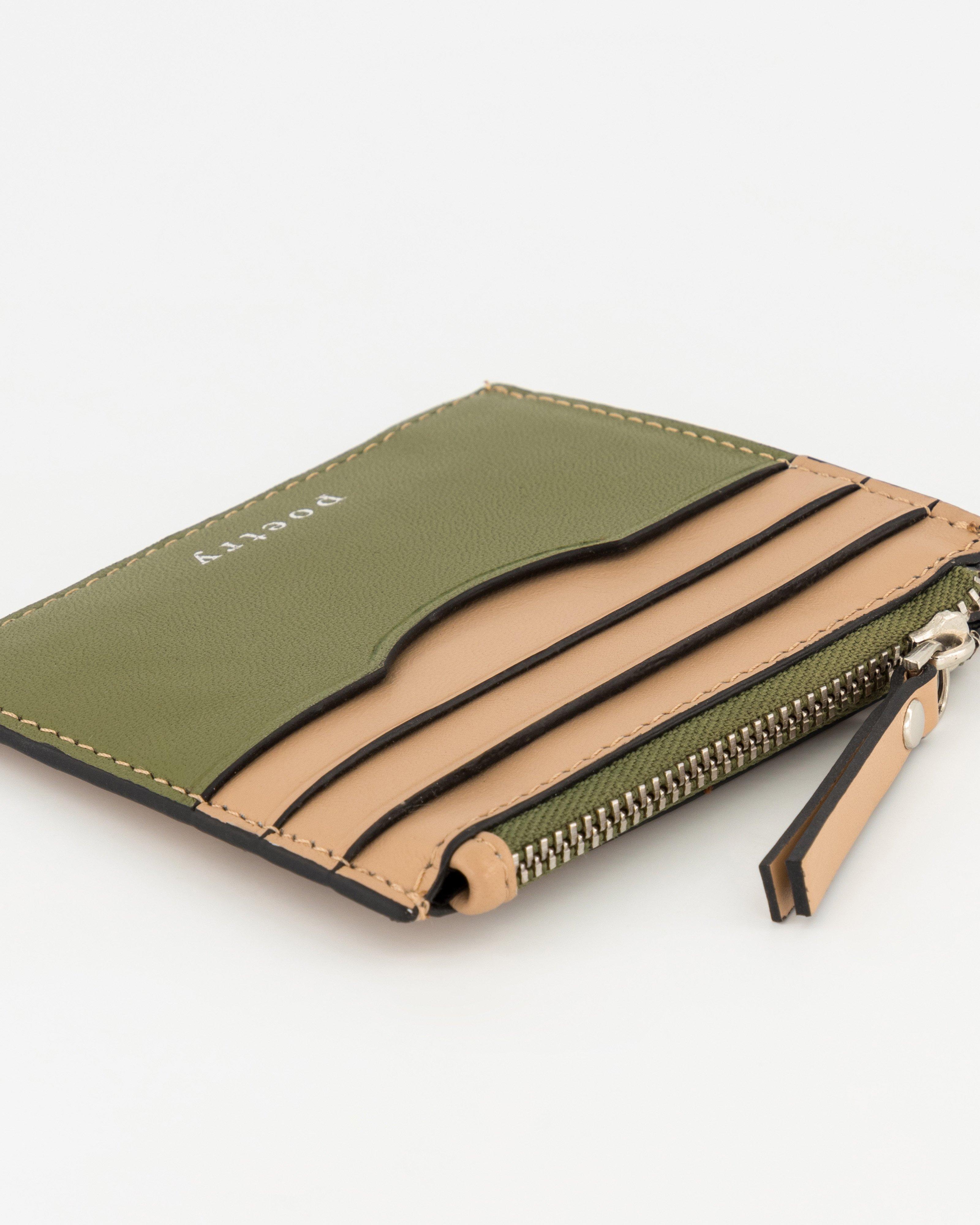 Kate Colourblock Cardholder -  Olive