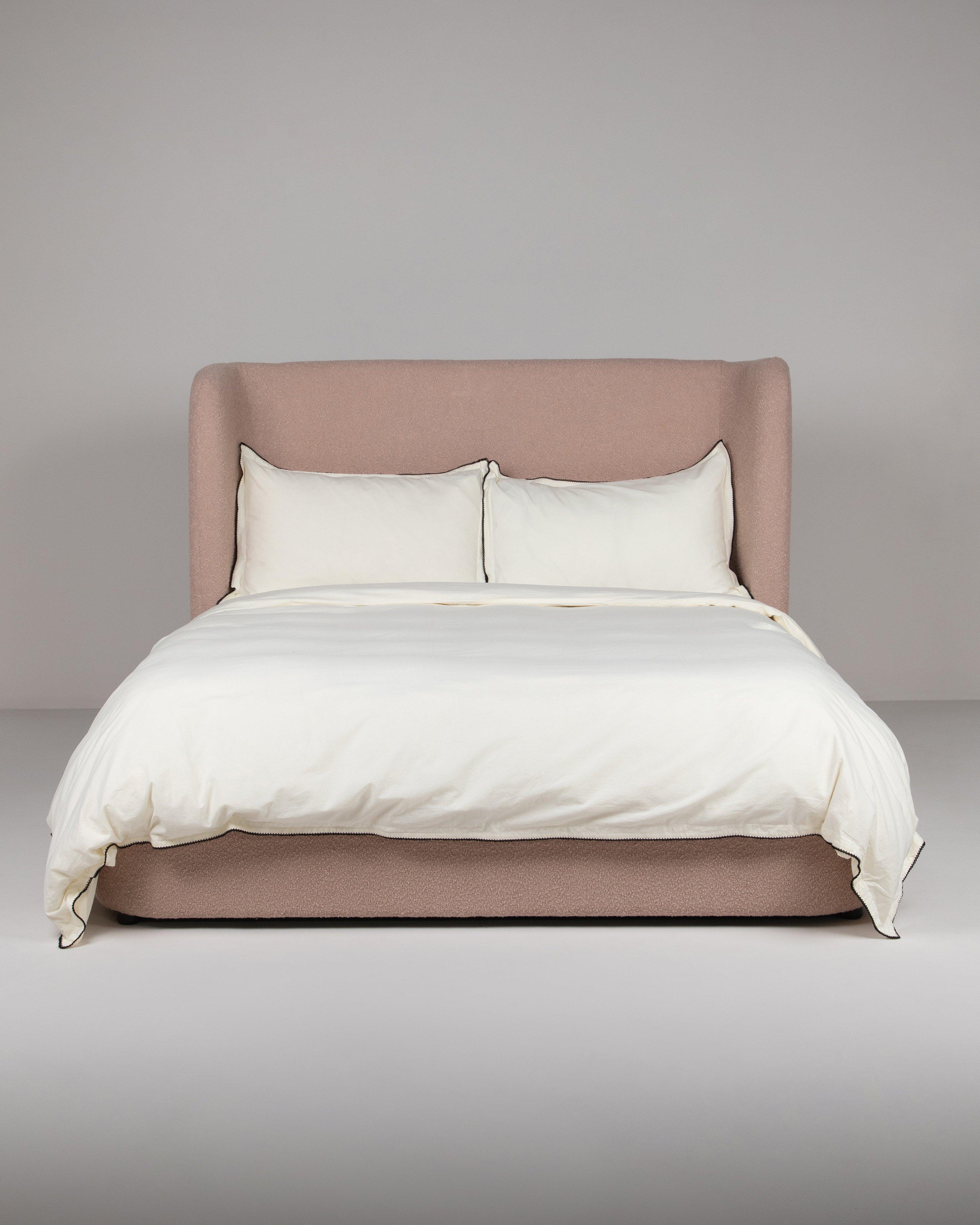  Yve Stitch Detail Washed Queen Duvet Set  -  Milk