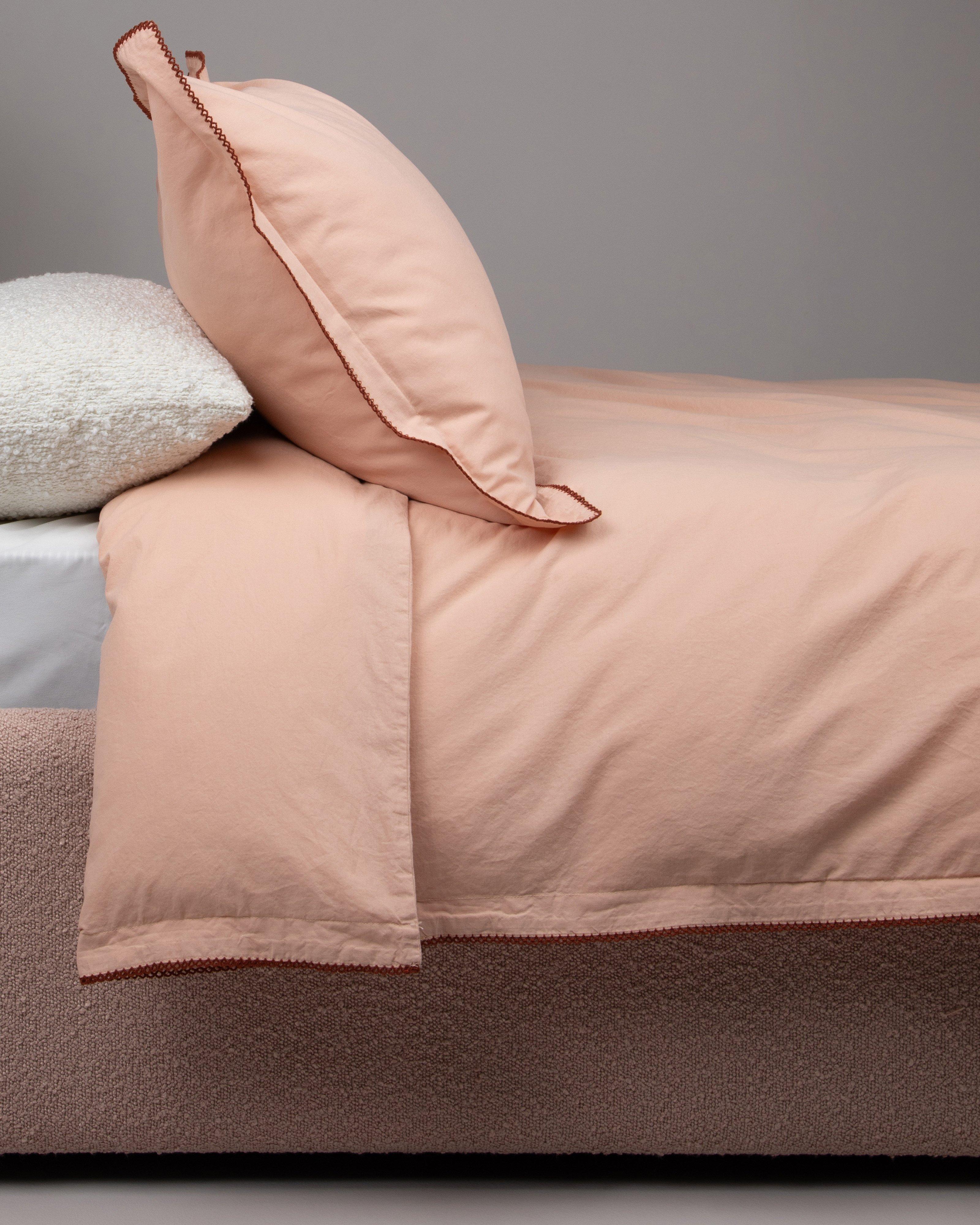  Yve Stitch Detail Washed Queen Duvet Set  -  Pink