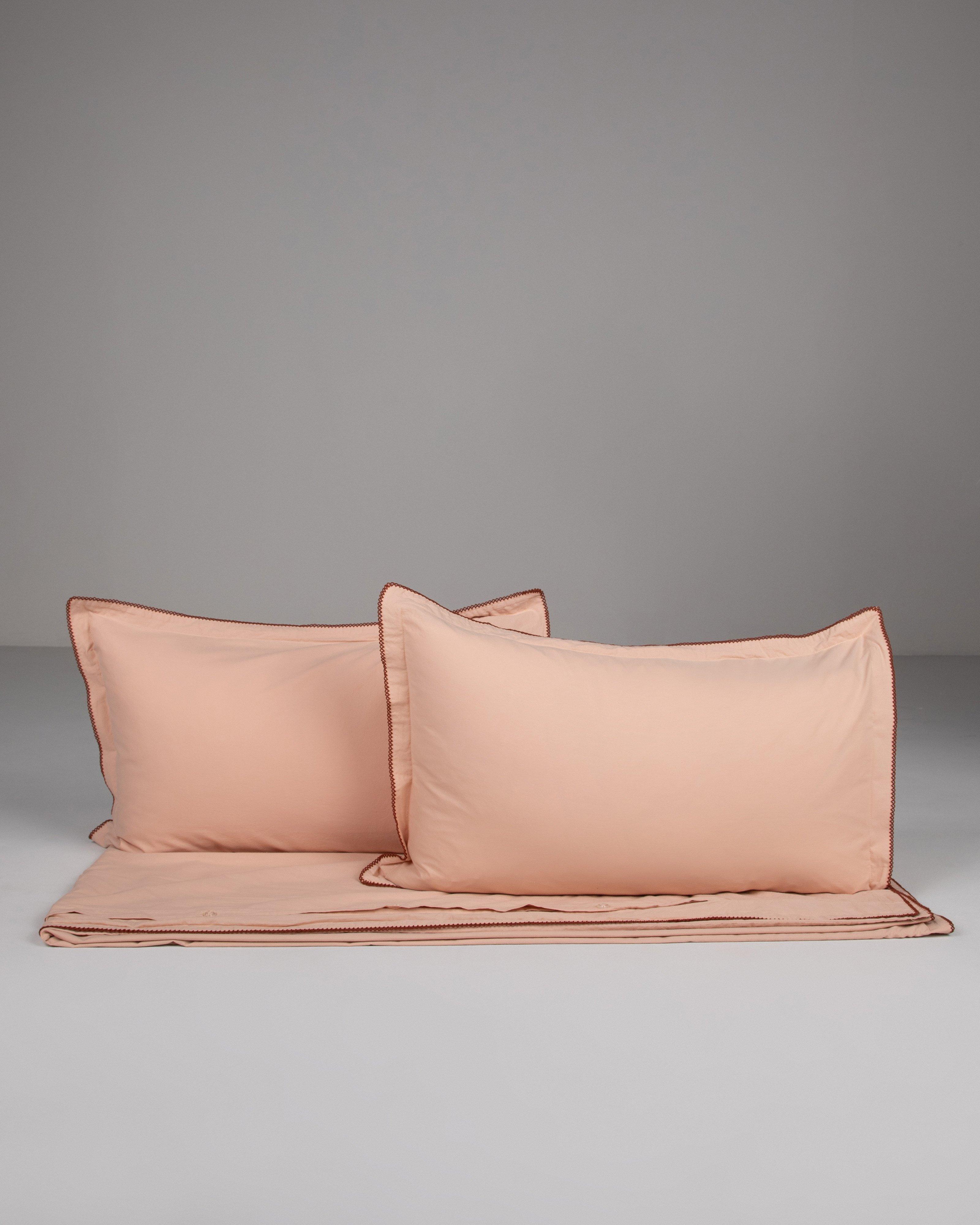 Yve Stitch Detail Washed King Duvet Set -  Pink