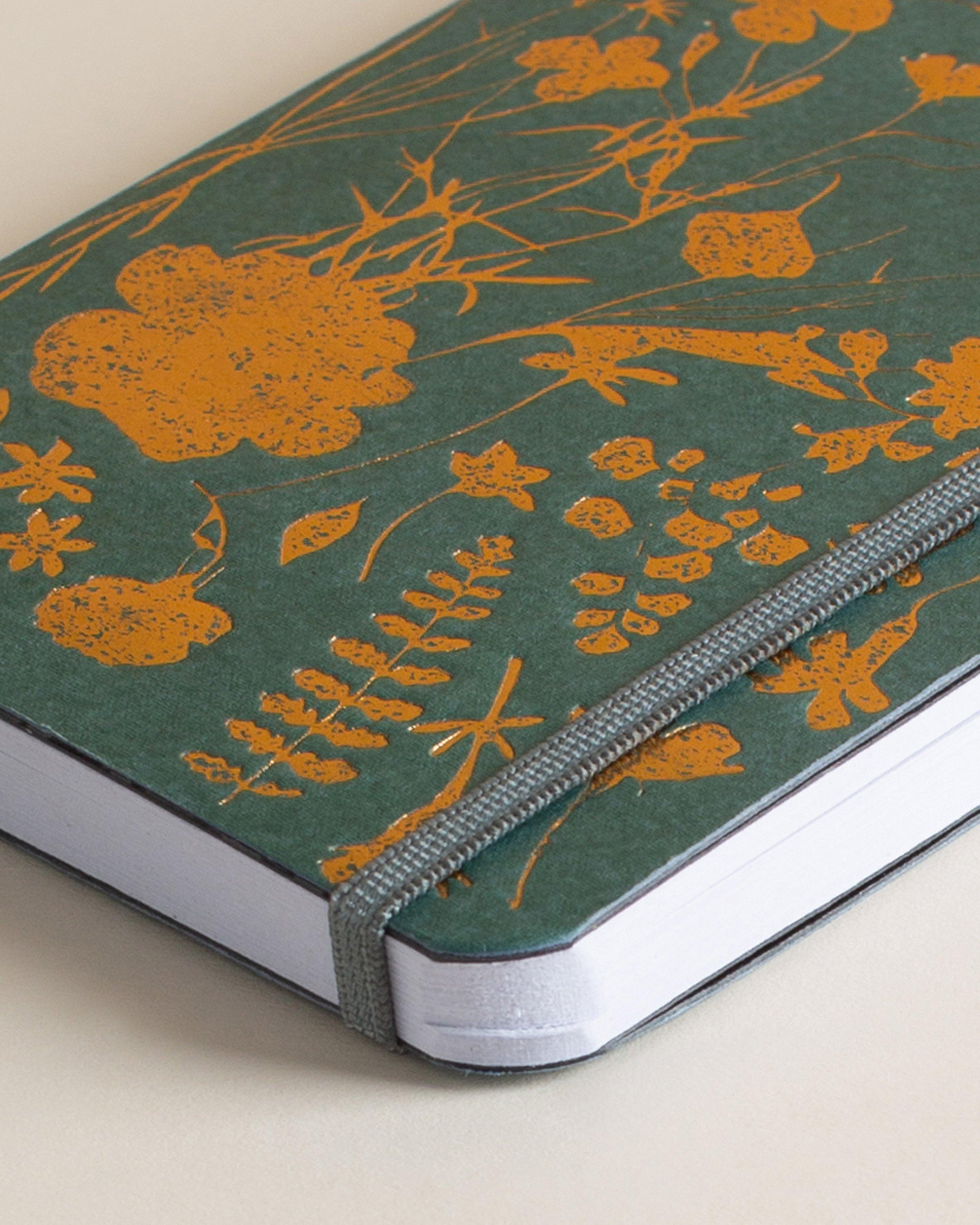 Navy & Gold Floral Soft Cover Notebook -  Navy