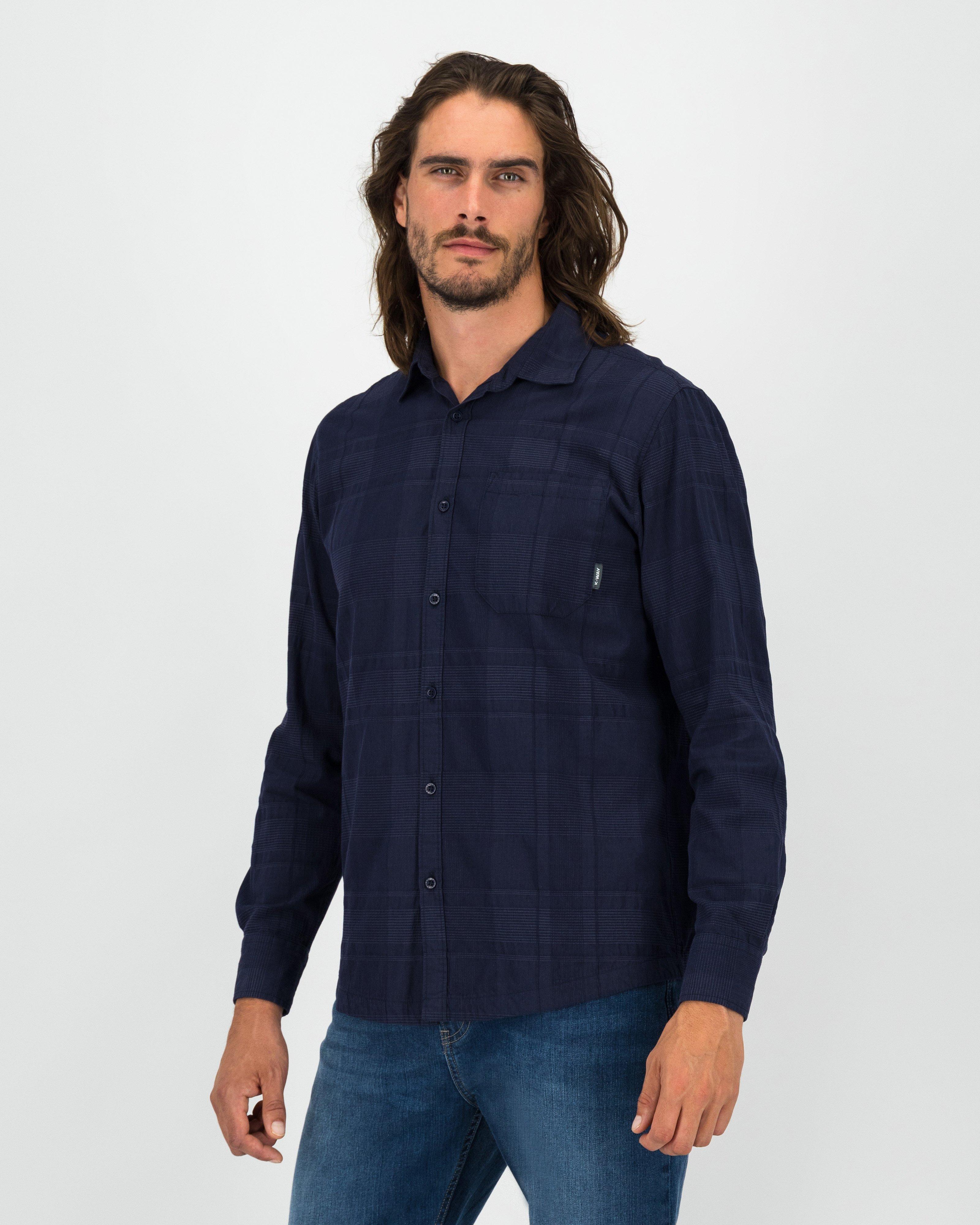 K-Way Elements Men’s Long Sleeve Check Shirt -  Navy