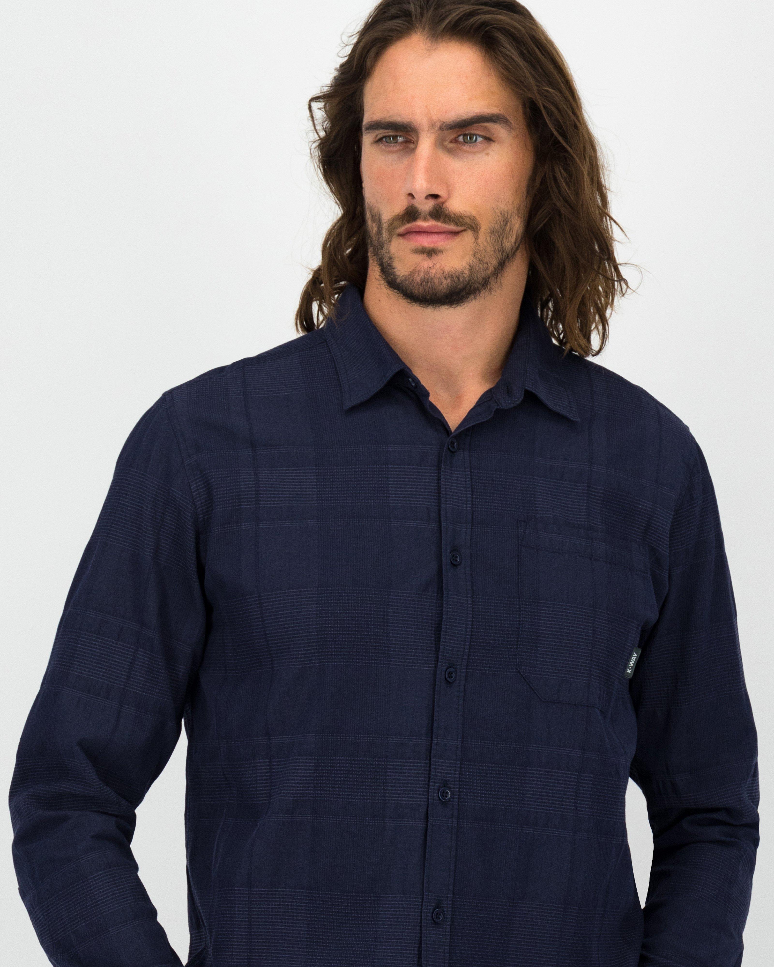 K-Way Elements Men’s Long Sleeve Check Shirt -  Navy