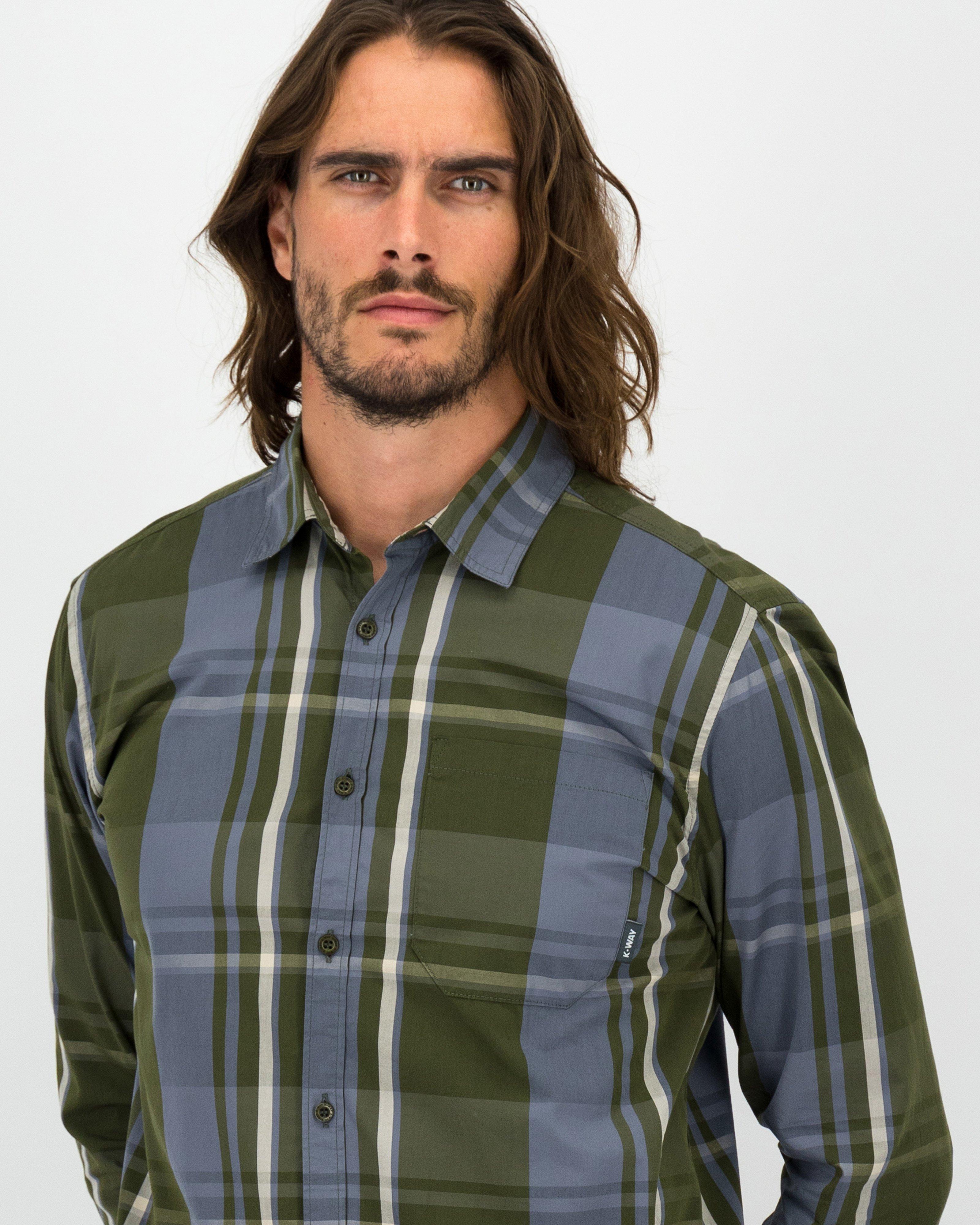 K-Way Elements Men’s Long Sleeve Check Shirt -  Olive