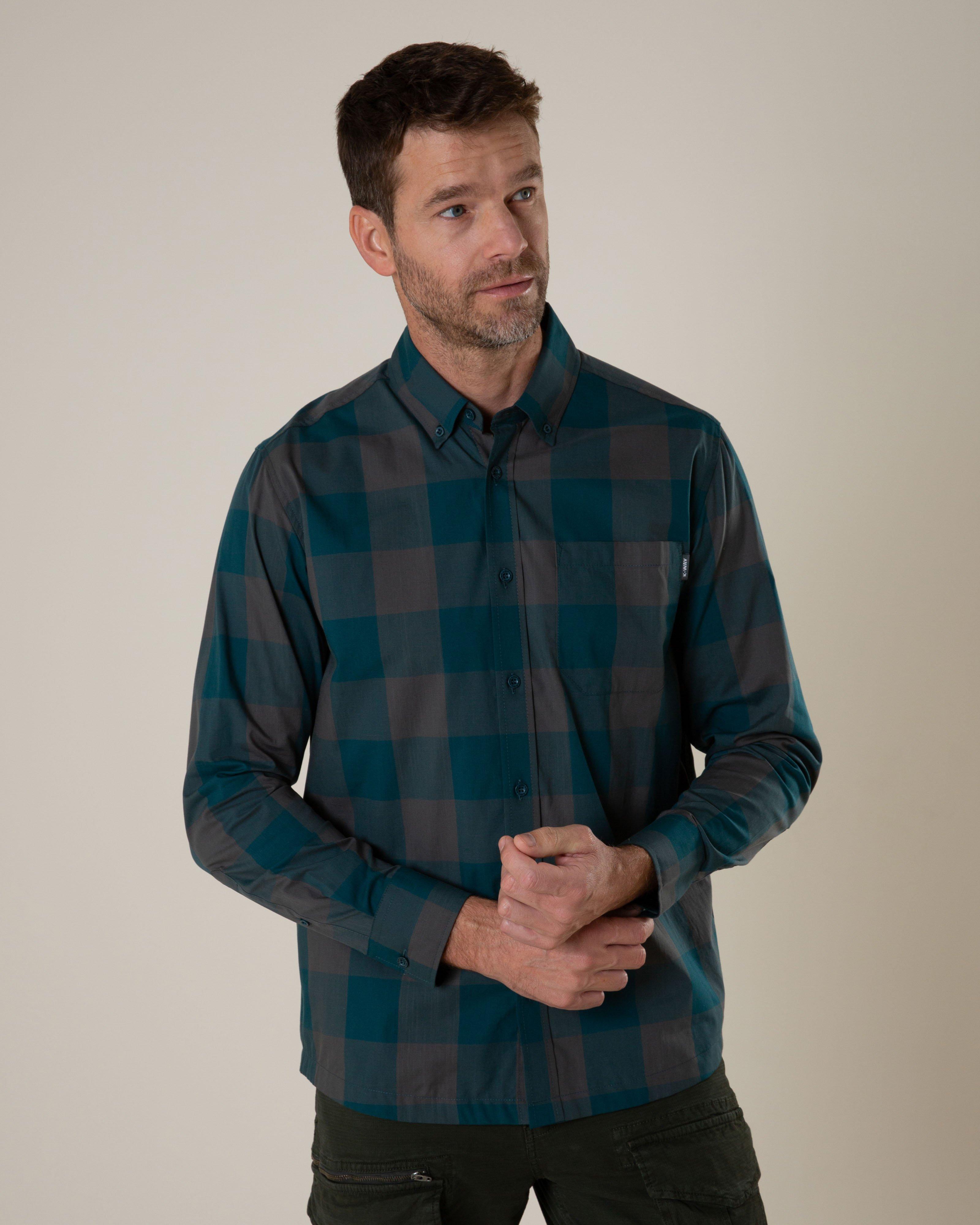 K-Way Elements Men’s Long Sleeve Check Shirt -  Jade
