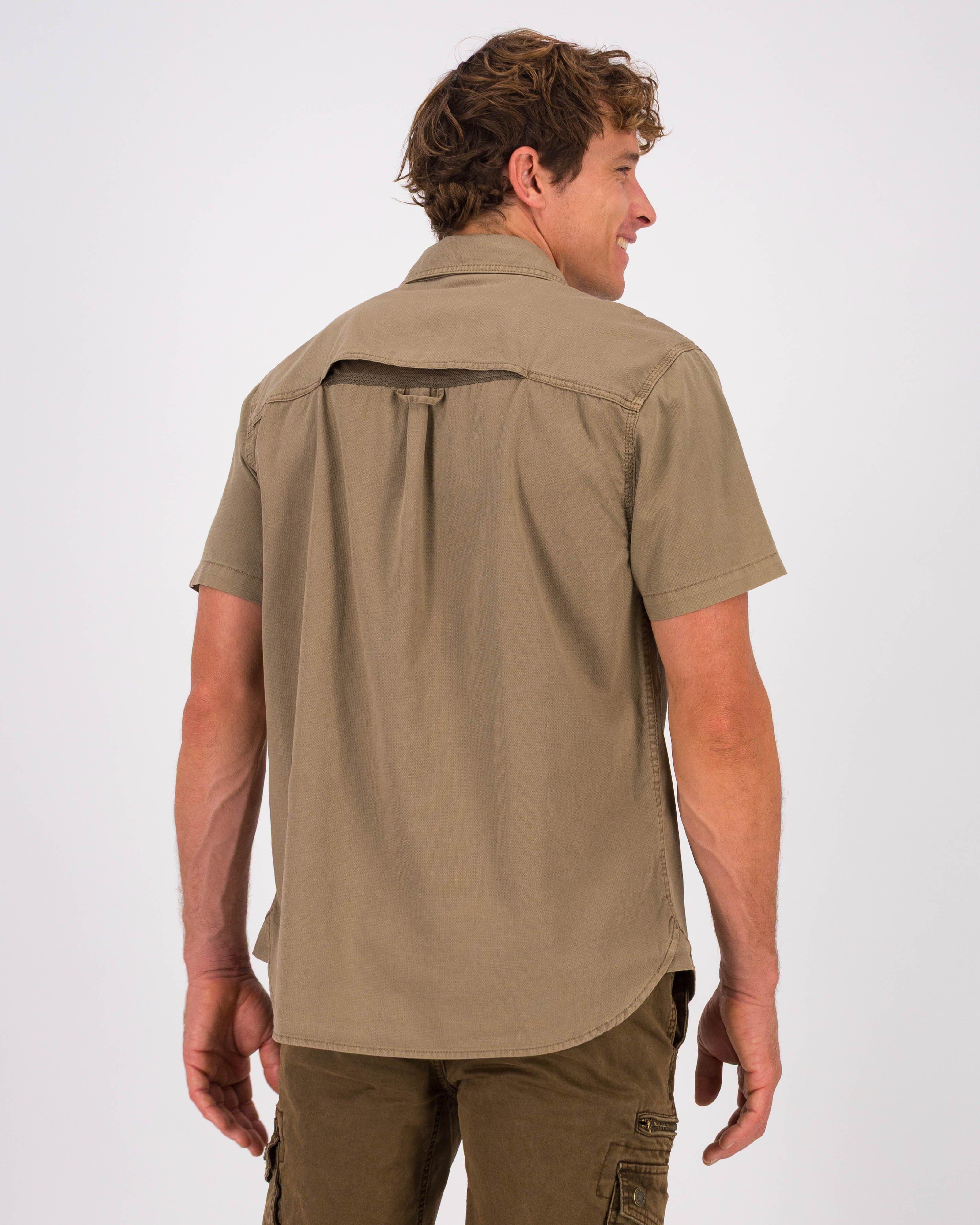 K-Way Elements Men’s Short Sleeve Safari Shirt  -  Khaki
