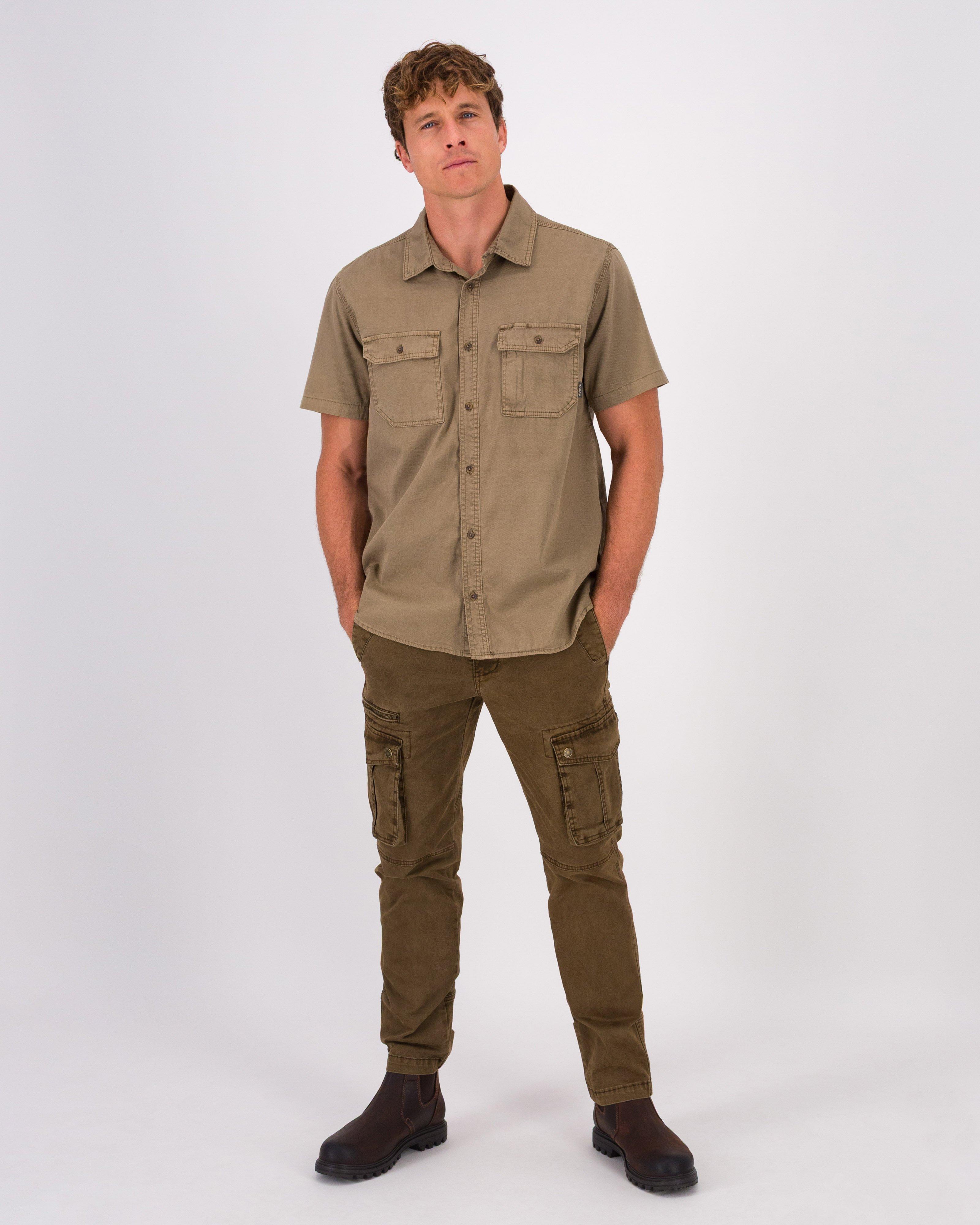 K-Way Elements Men’s Short Sleeve Safari Shirt  -  Khaki