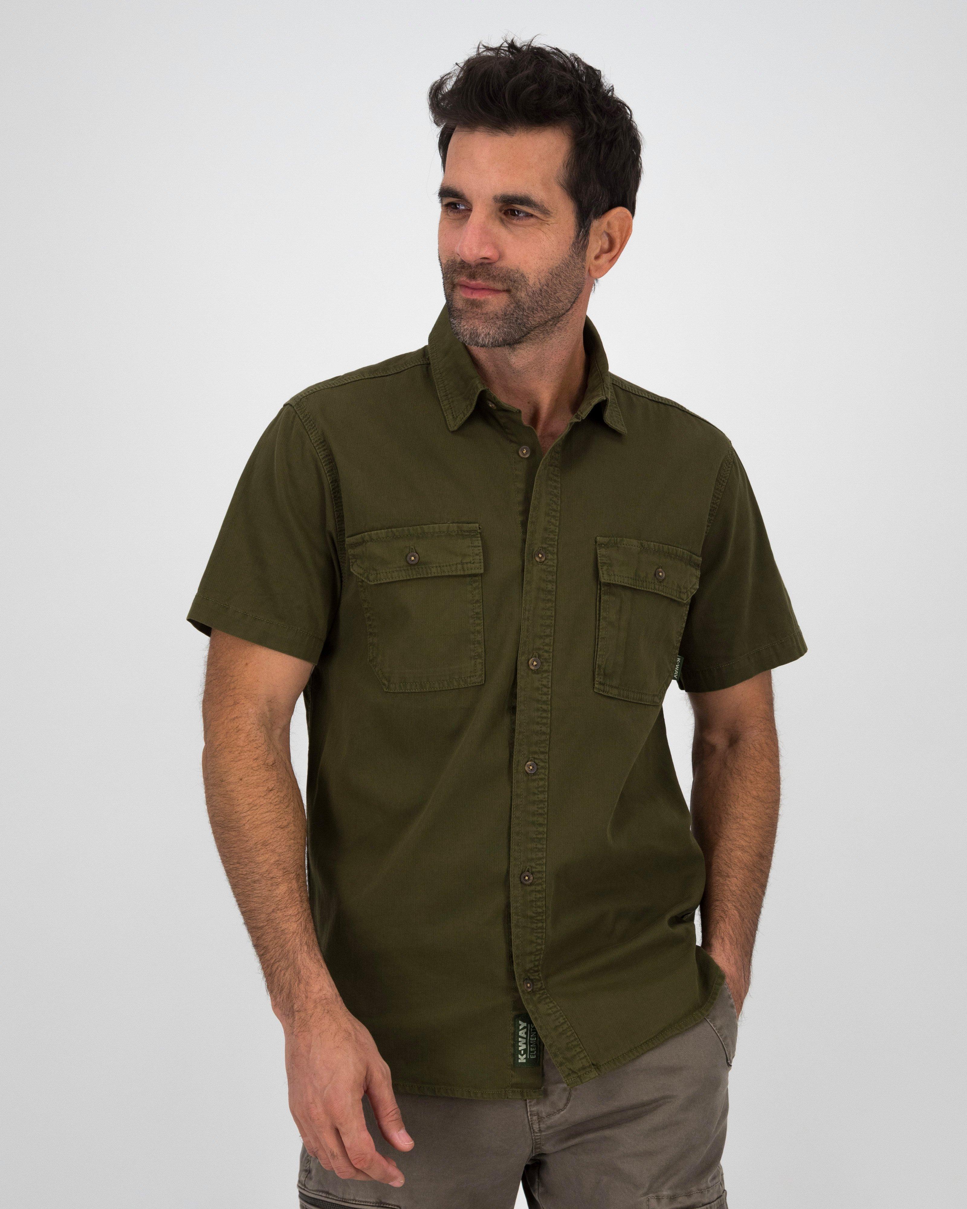 K-Way Elements Men’s Short Sleeve Safari Shirt  -  Olive