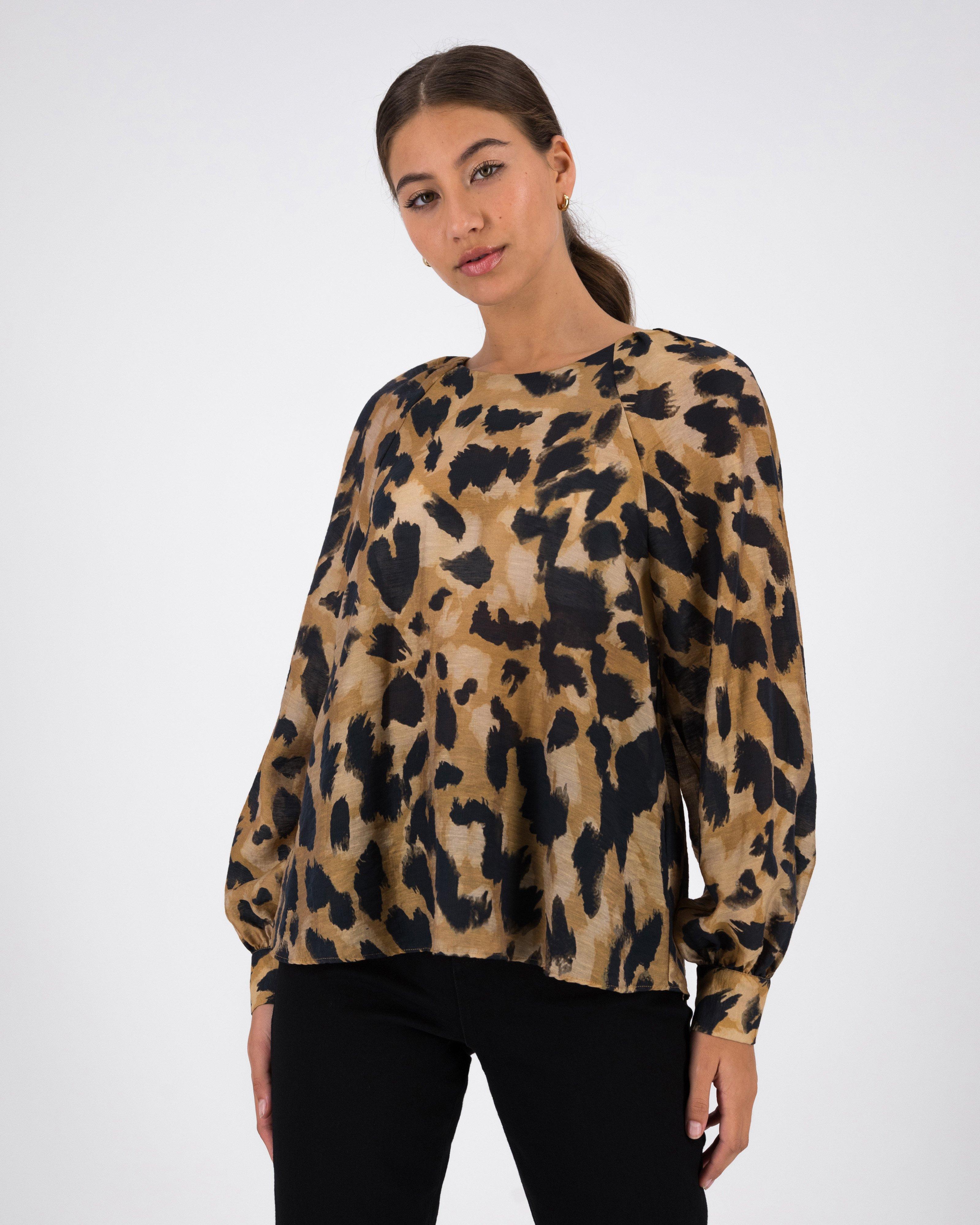 Angel Animal Print Blouse -  Brown