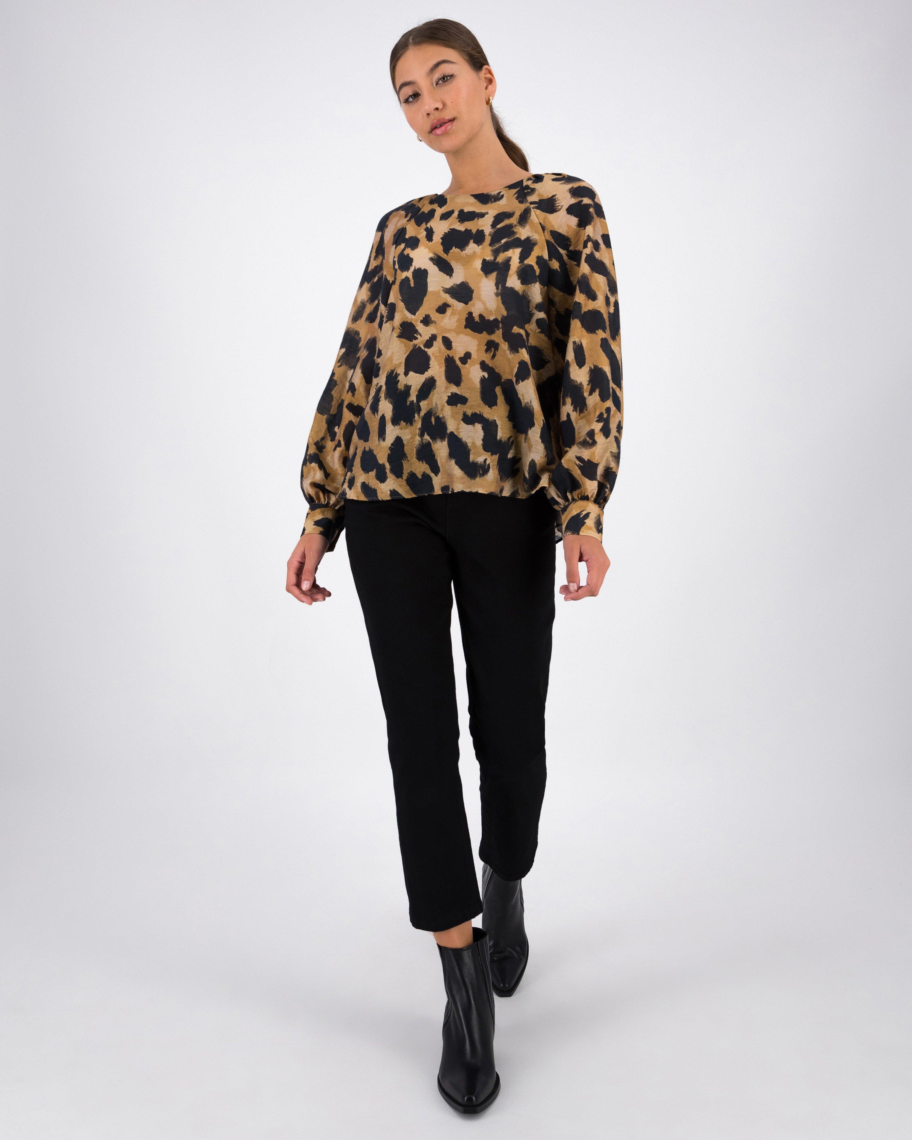 Angel Animal Print Blouse -  Brown