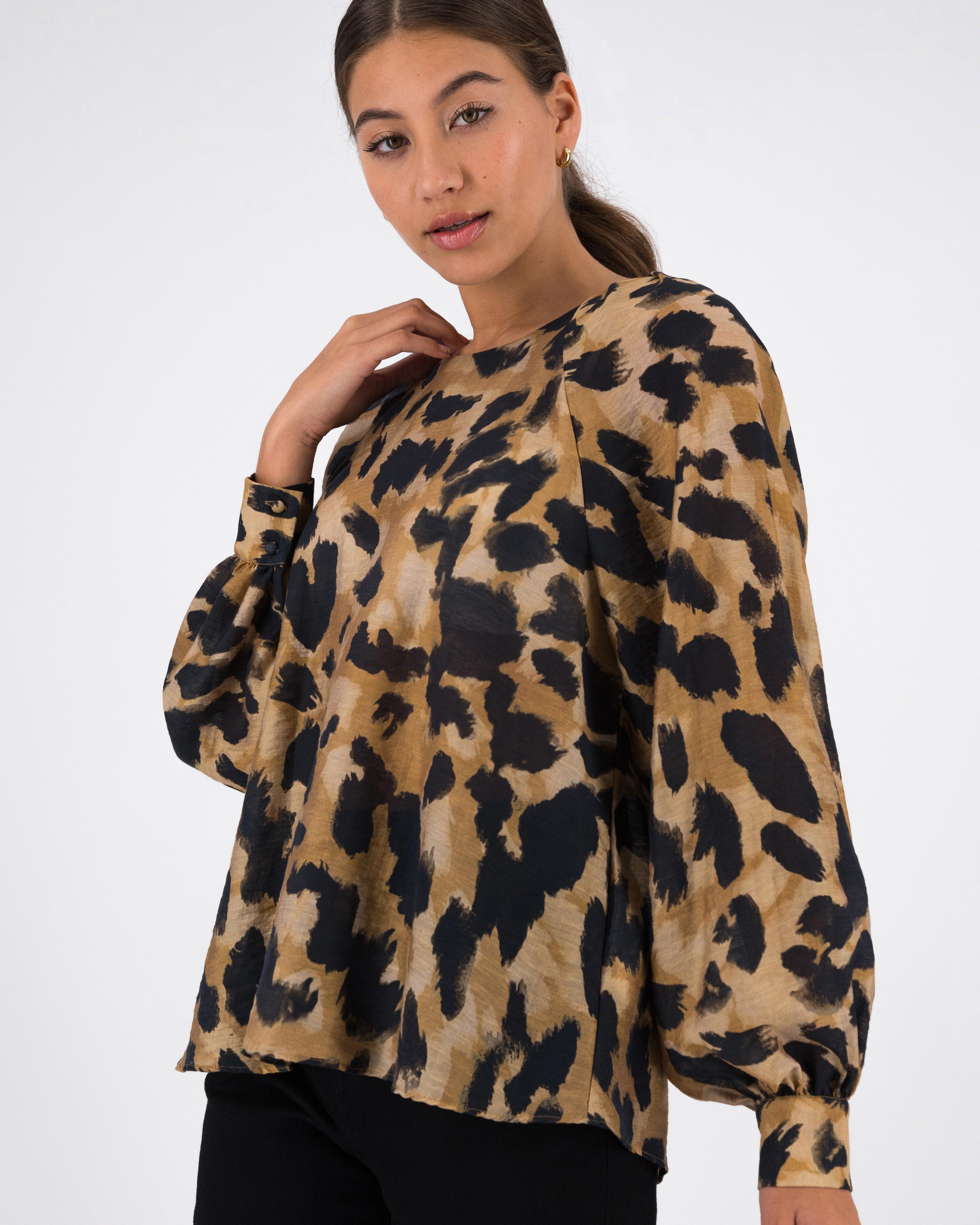 Angel Animal Print Blouse -  Brown