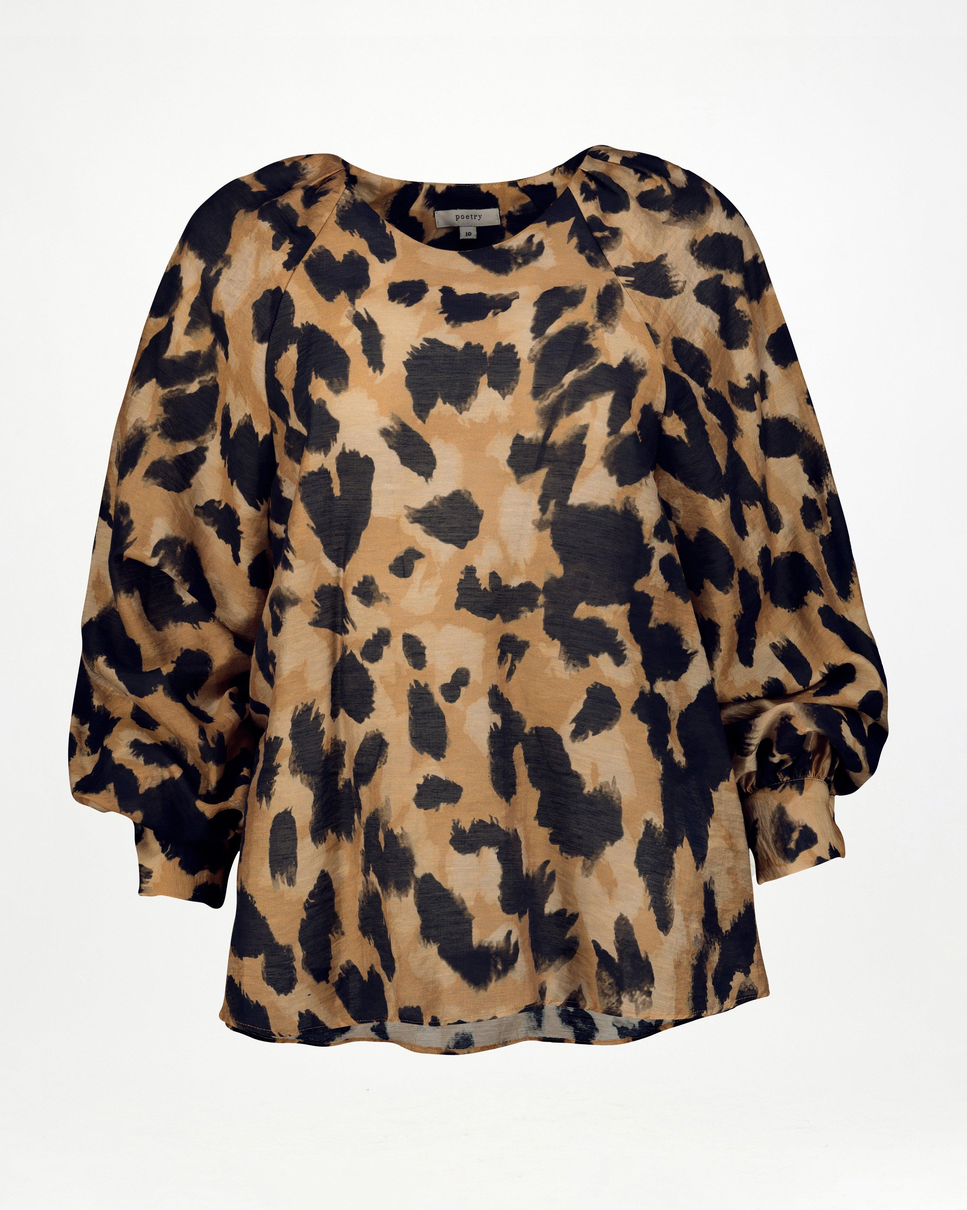 Angel Animal Print Blouse -  Brown