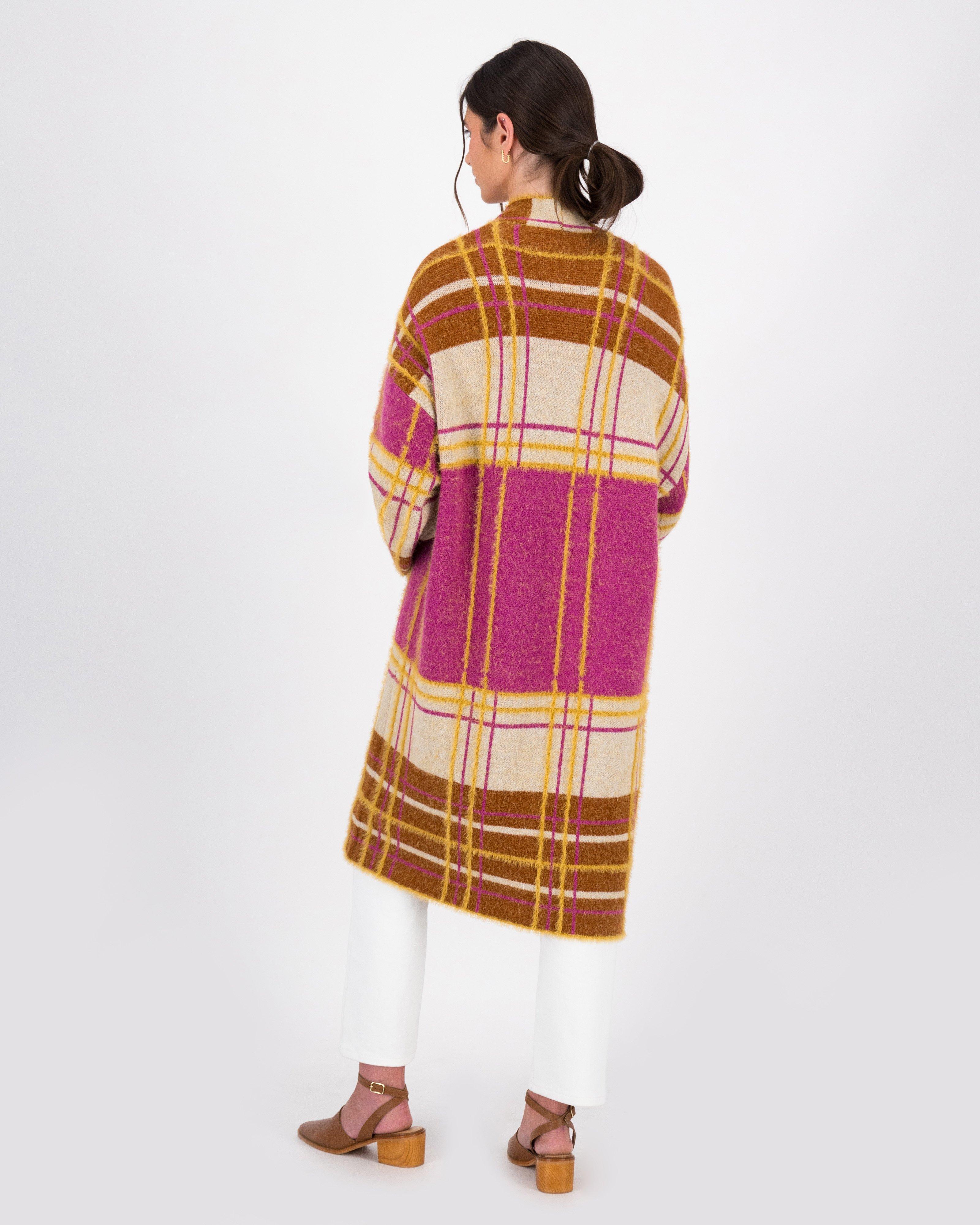 Women’s Siya Check Knitted Kimono -  Purple