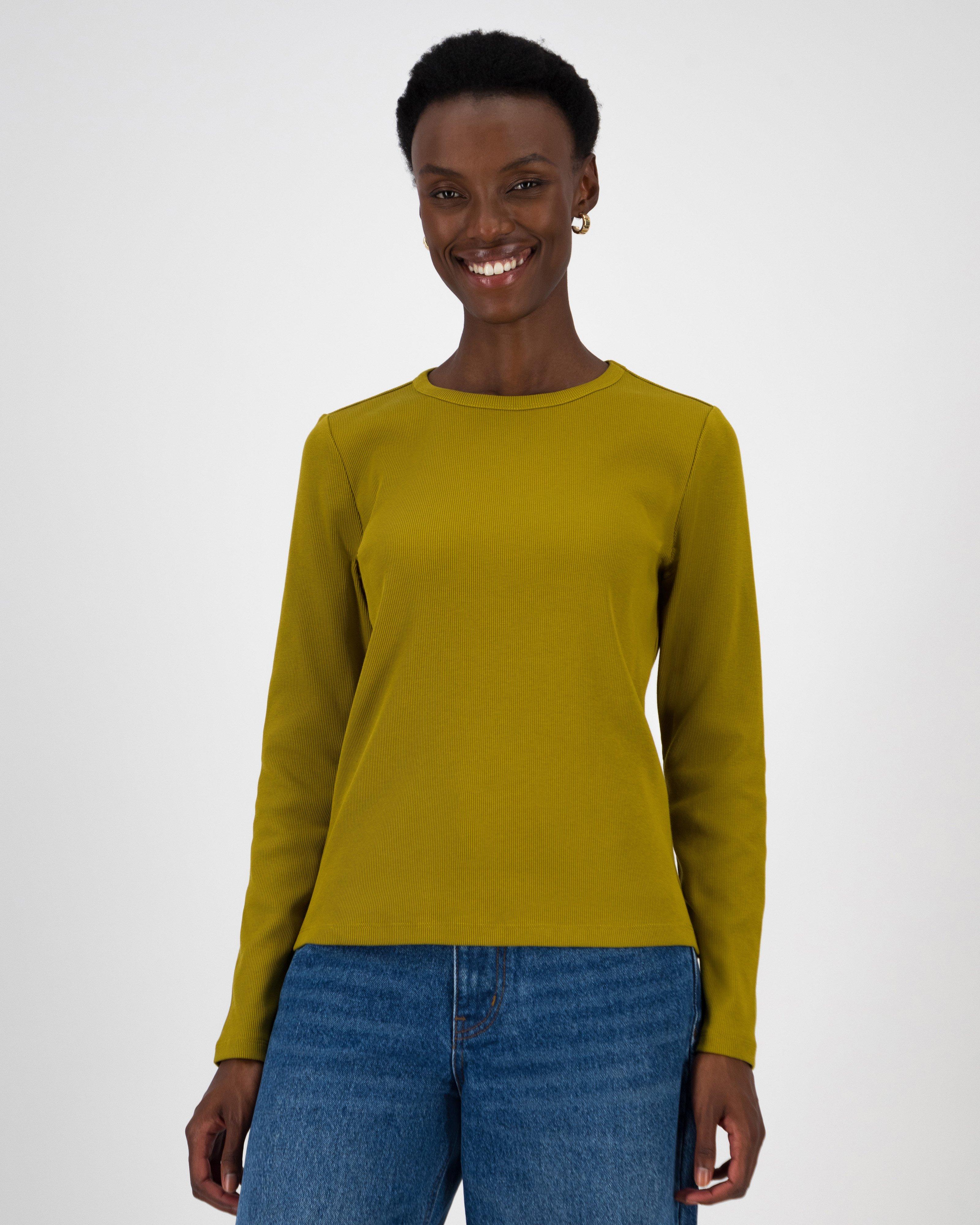 Ubha Ribbed Long Sleeve Tee -  Yellow