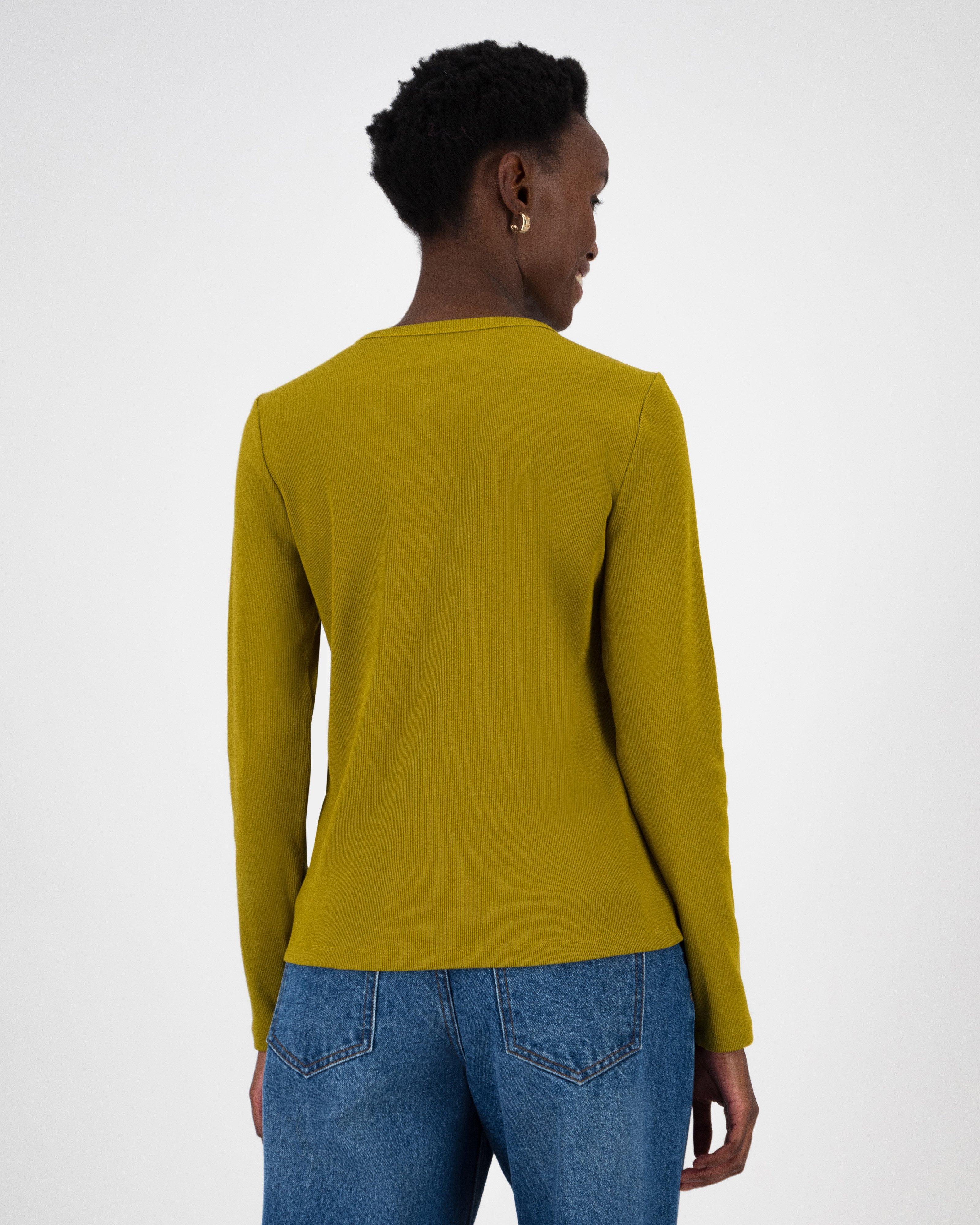 Ubha Ribbed Long Sleeve Tee -  Yellow