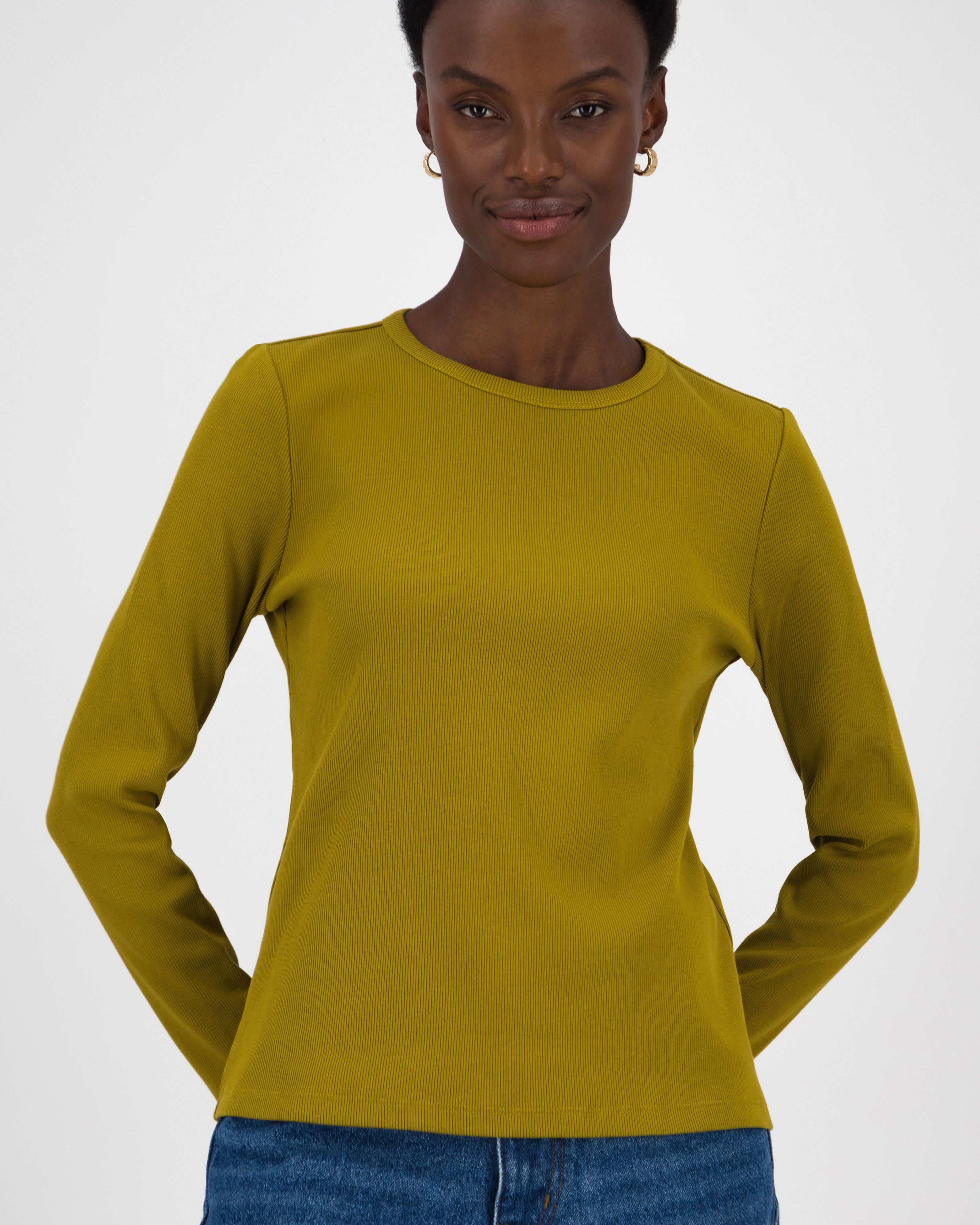 Ubha Ribbed Long Sleeve Tee -  Yellow