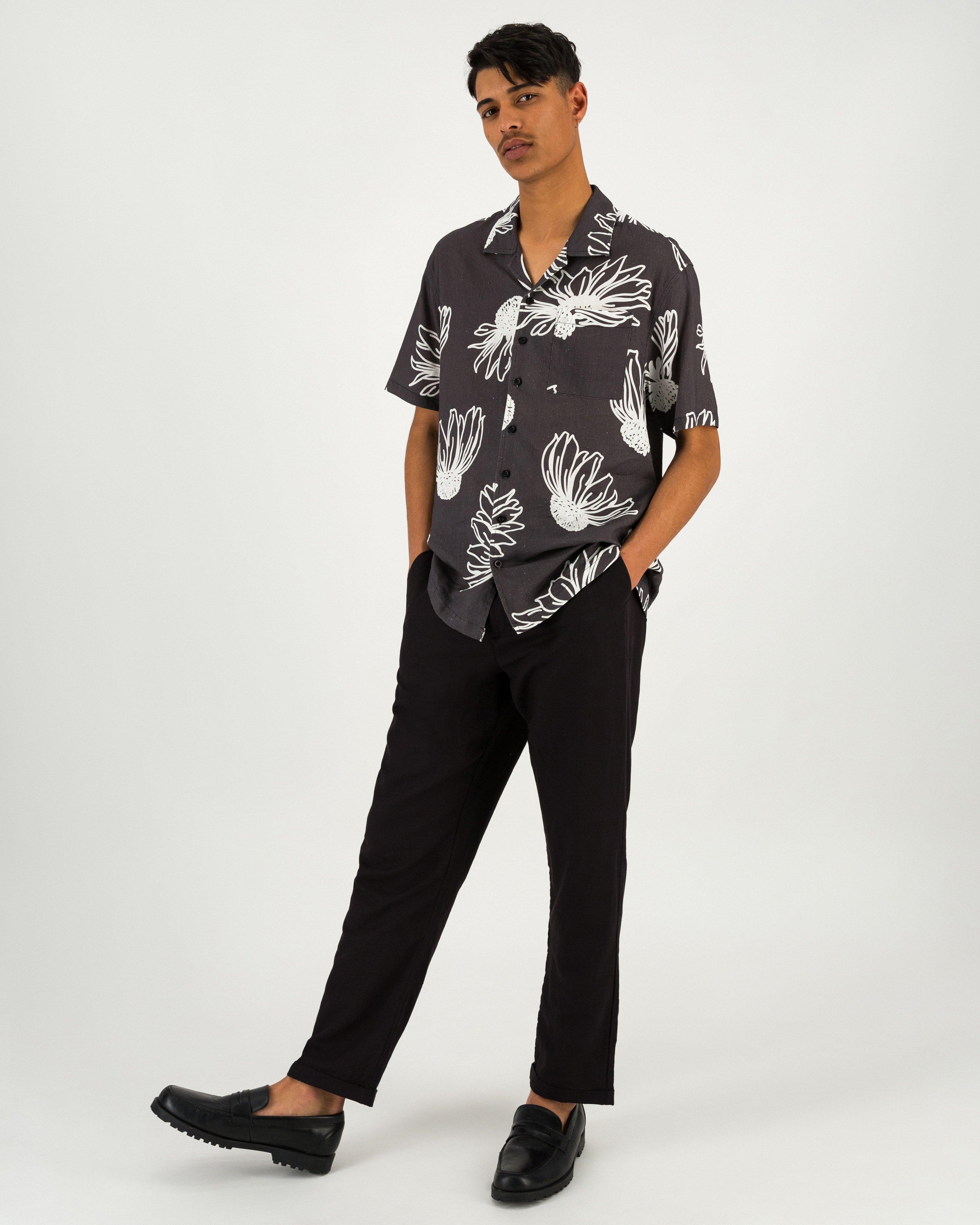 Men’s Gaz Floral Shirt  -  Charcoal