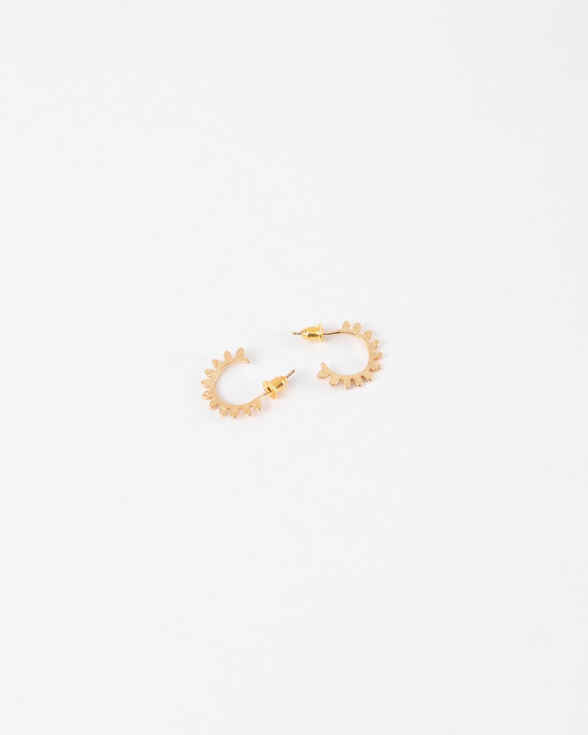 Sterling Silver Leaf Outline Hoop Earrings -  Gold