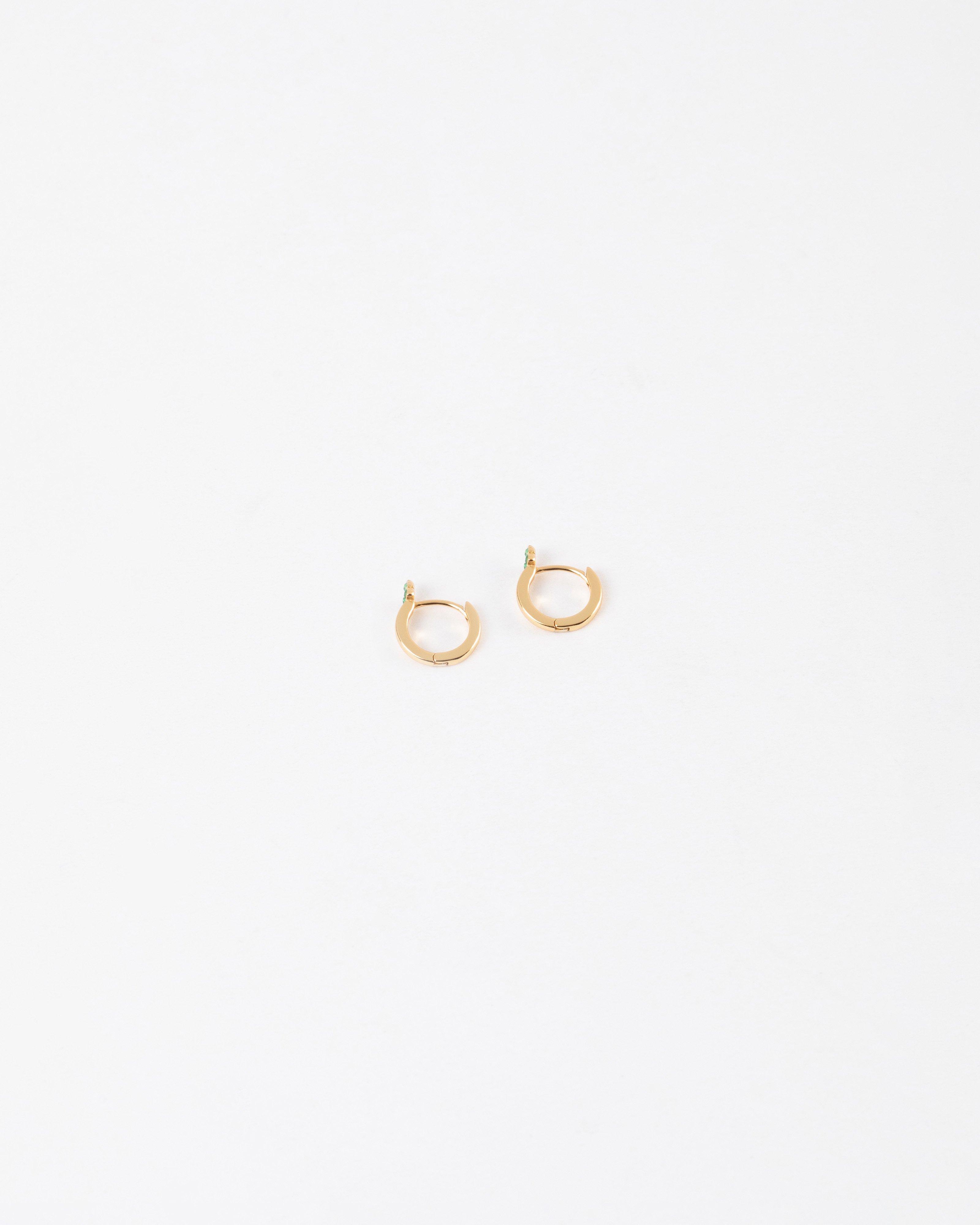 Sterling Silver Mini Trio Stone Huggie Earrings -  Gold