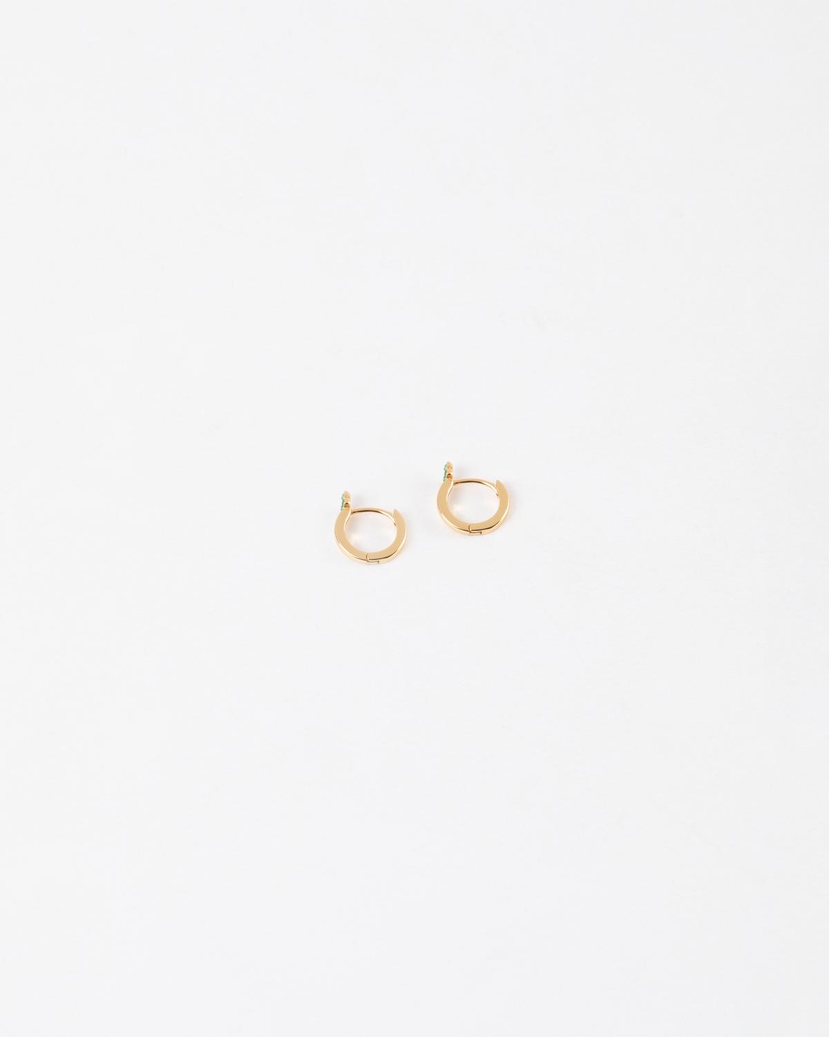 Sterling Silver Mini Trio Stone Huggie Earrings -  Gold