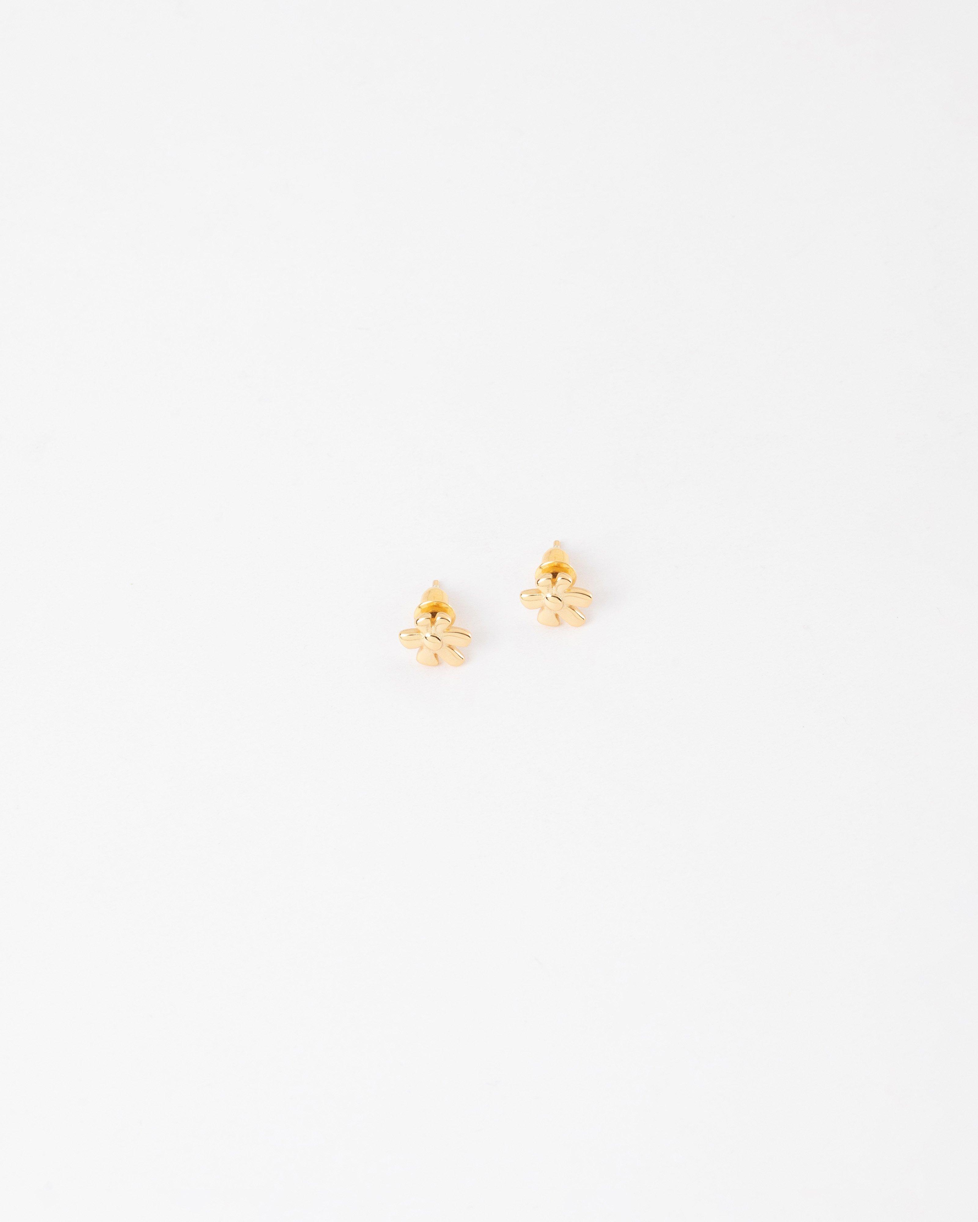 Sterling Silver Flower Stud Earrings -  Gold