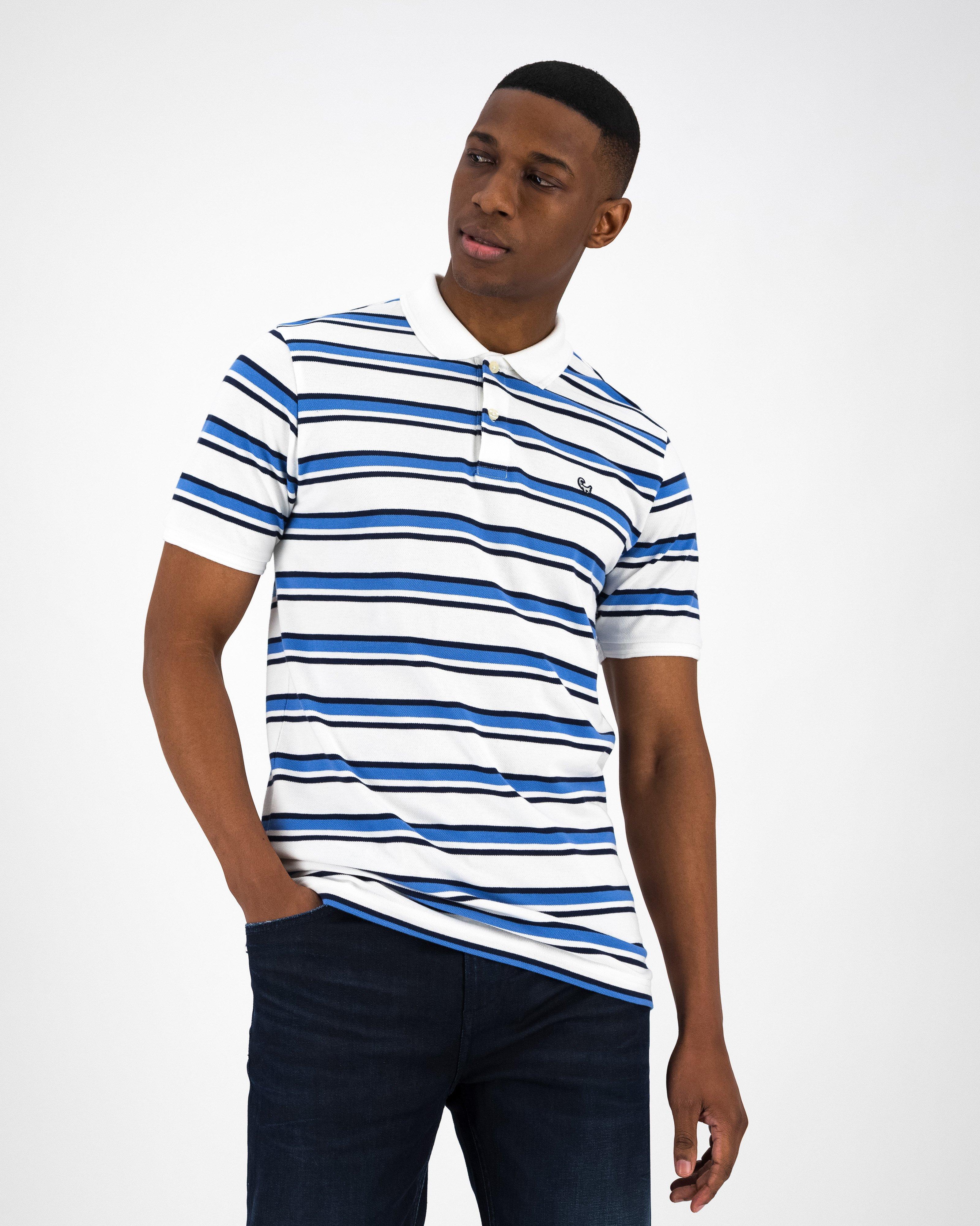 Men’s Jack Yarn Dye Stripe Polo Shirt -  White