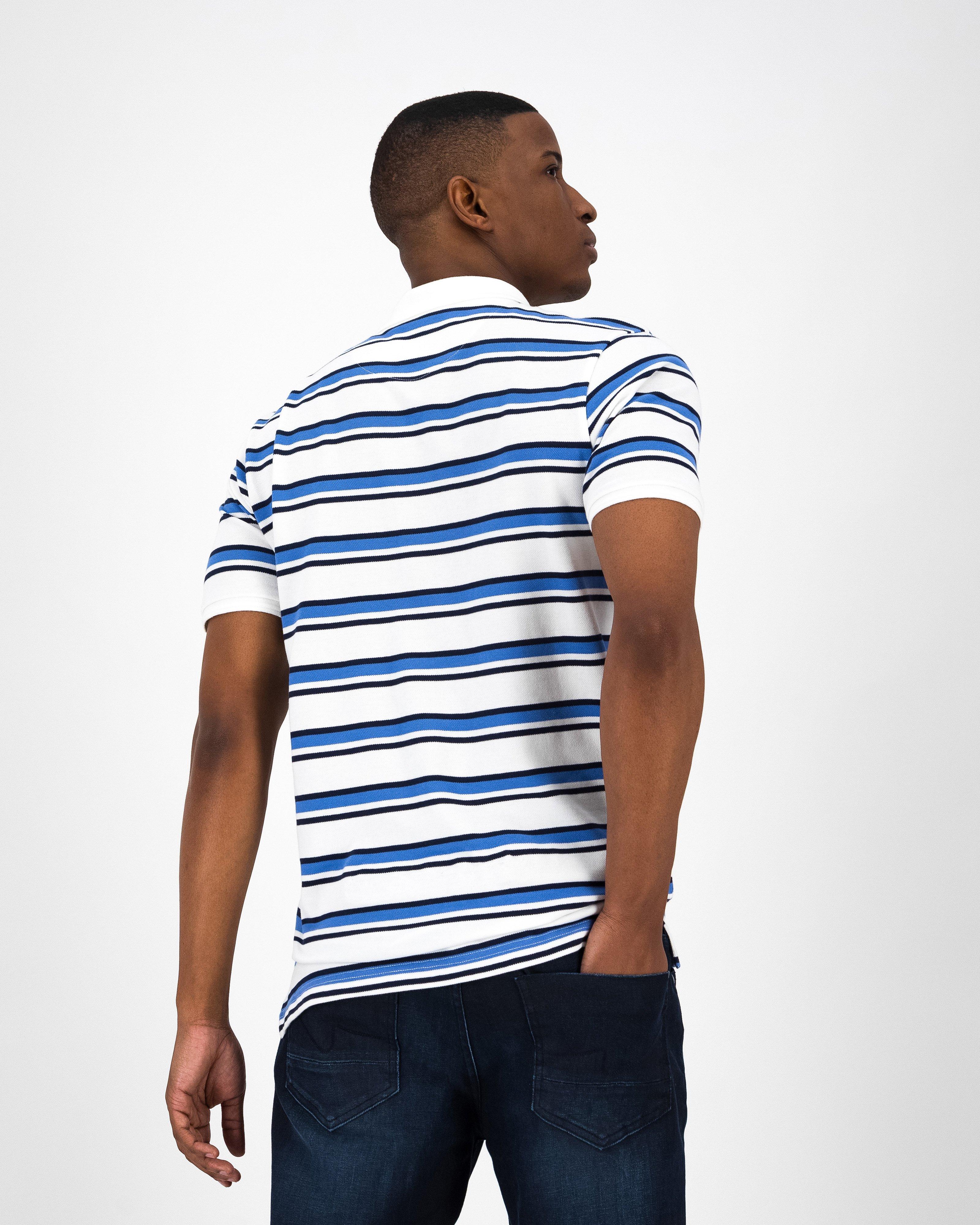 Men’s Jack Yarn Dye Stripe Polo Shirt -  White