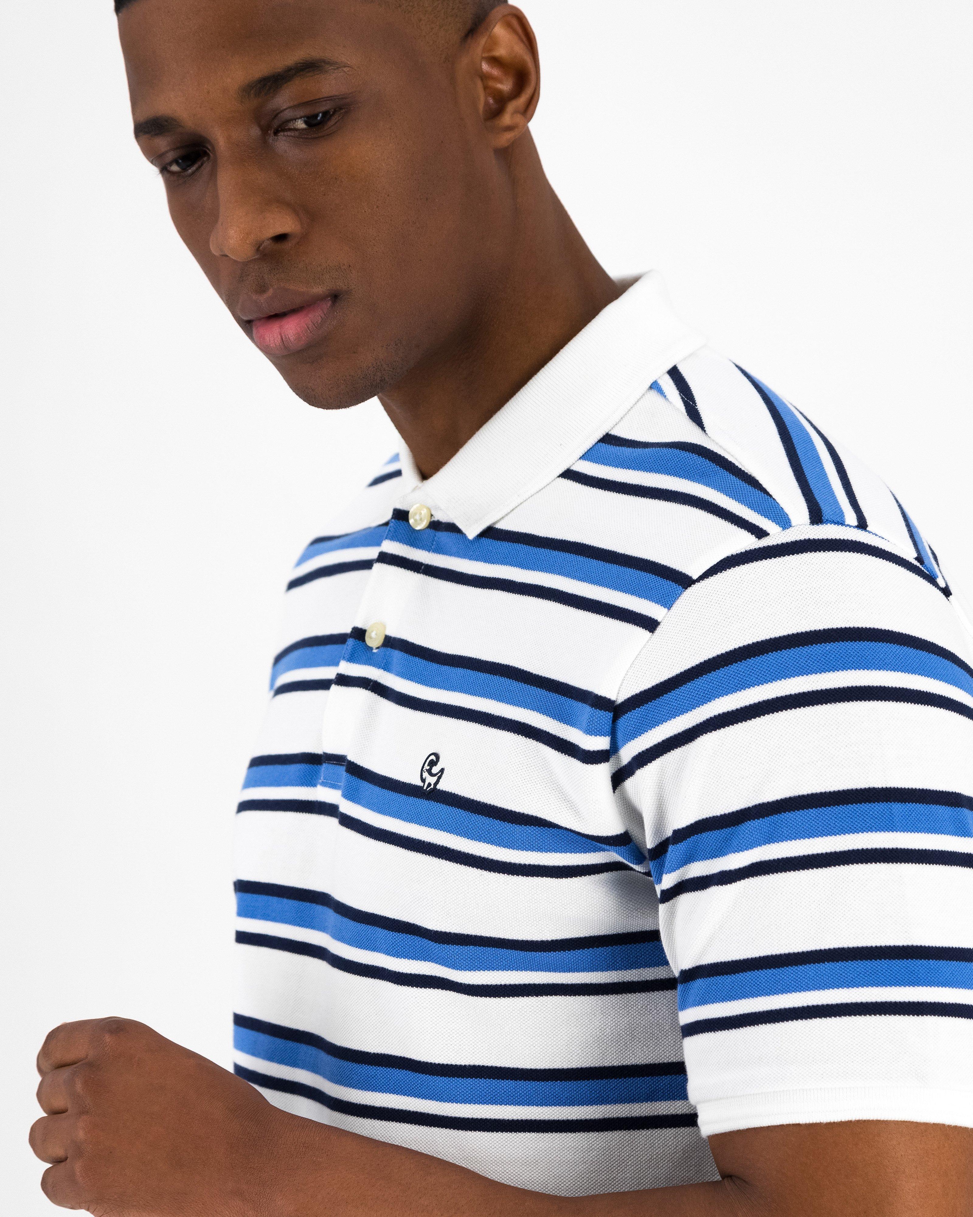 Men’s Jack Yarn Dye Stripe Polo Shirt -  White