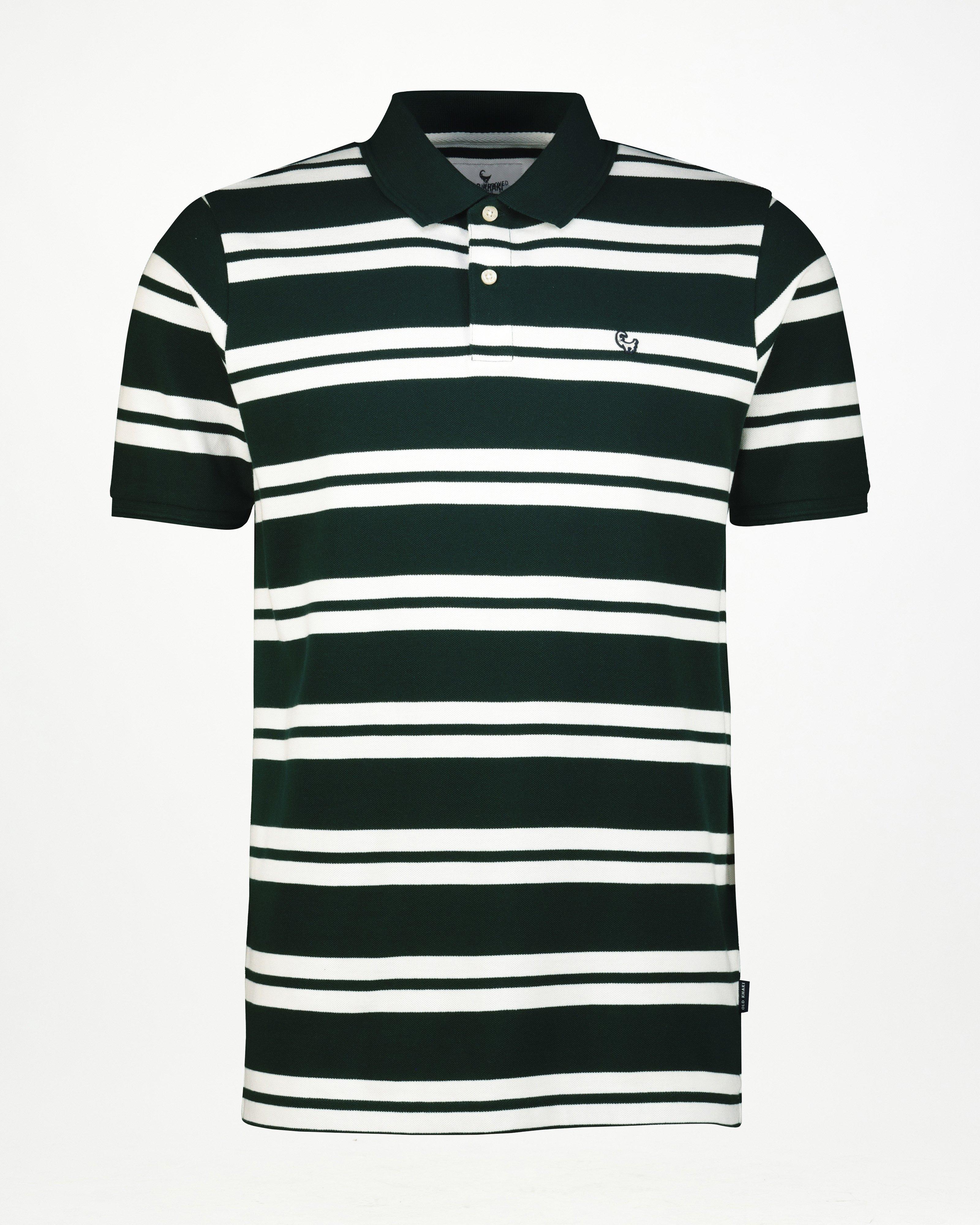 Men's Andrew Yarn Dye Stripe Polo Shirt  -  Dark Green