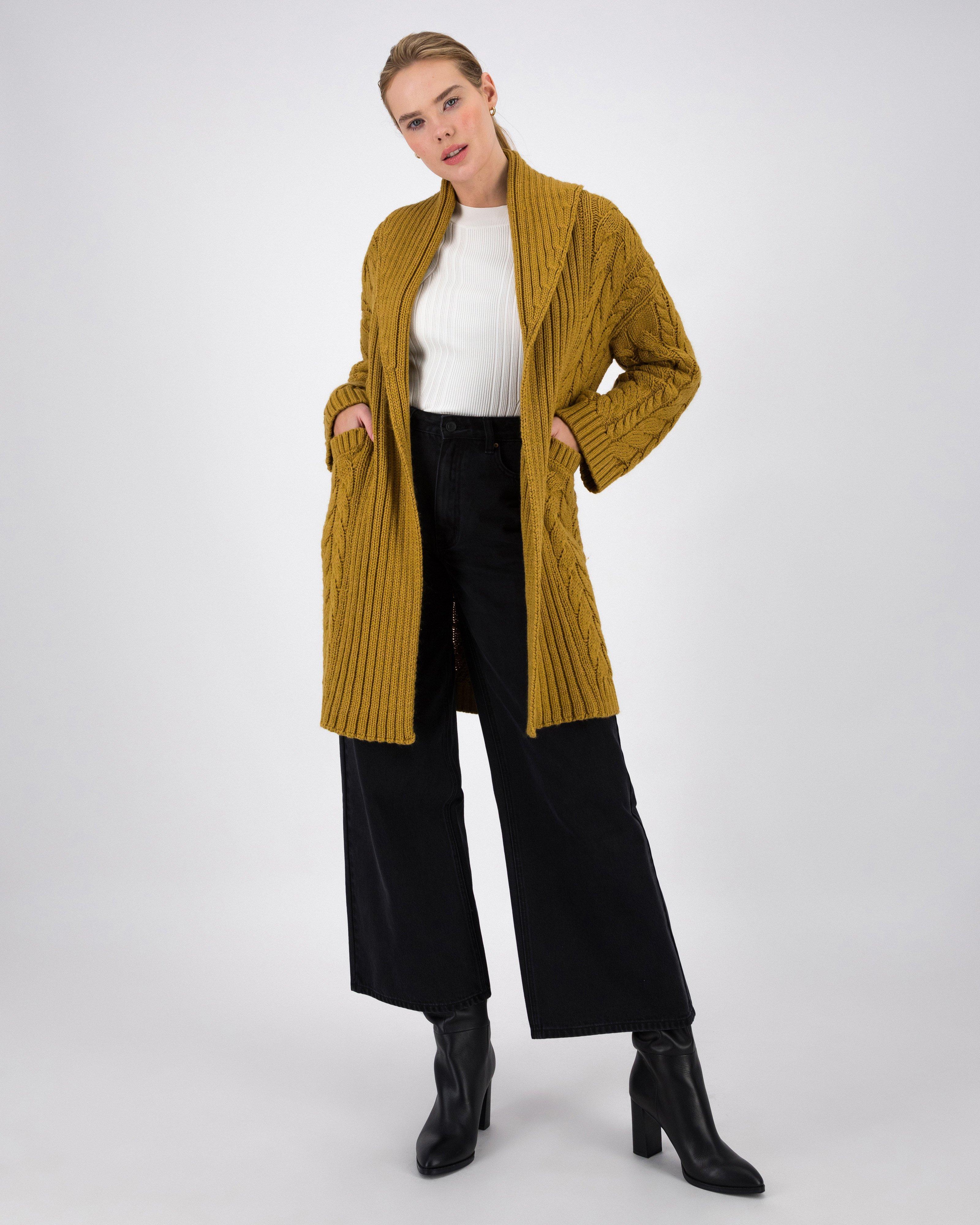 Rachel Long Cardigan -  Ochre