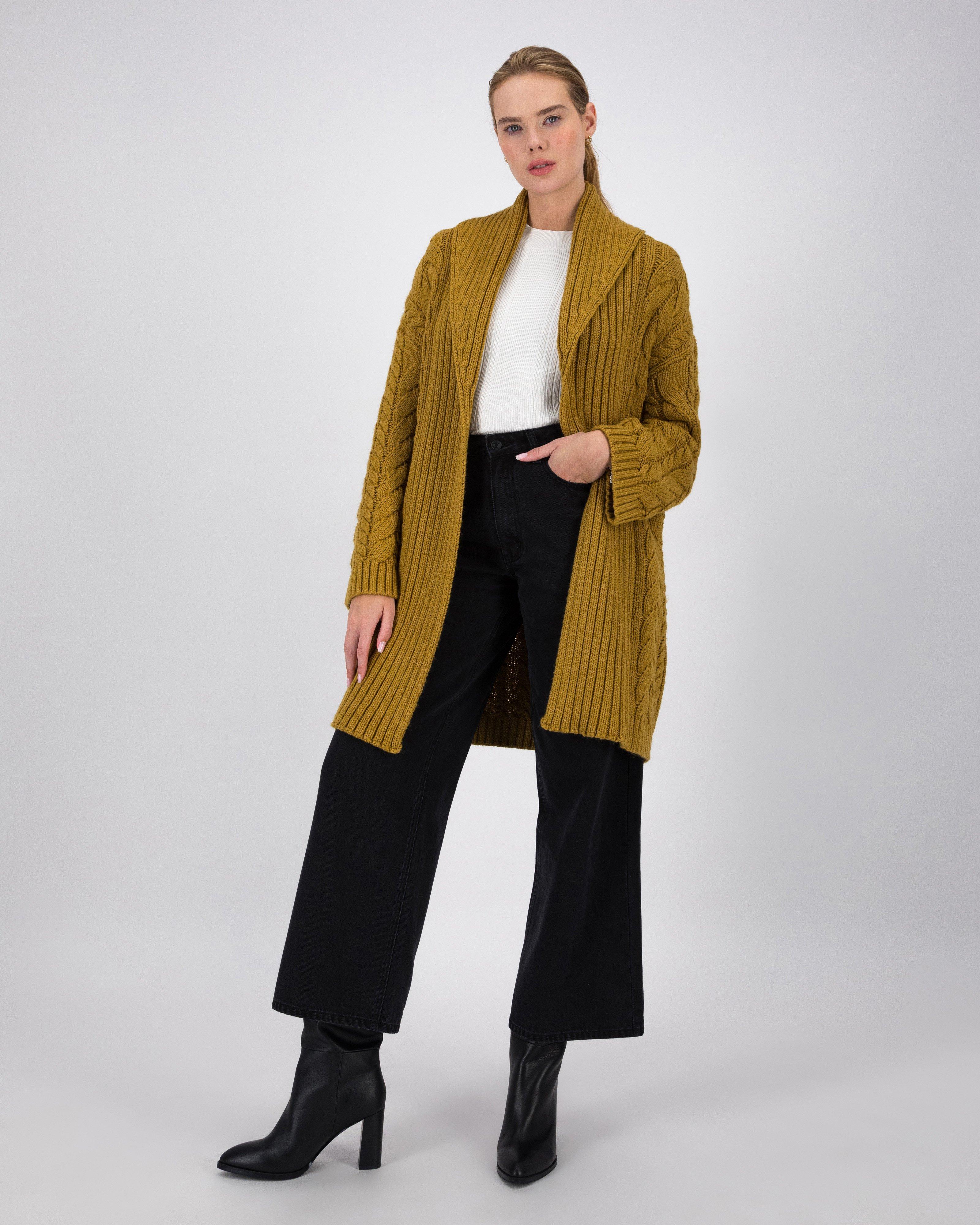 Rachel Long Cardigan -  Ochre